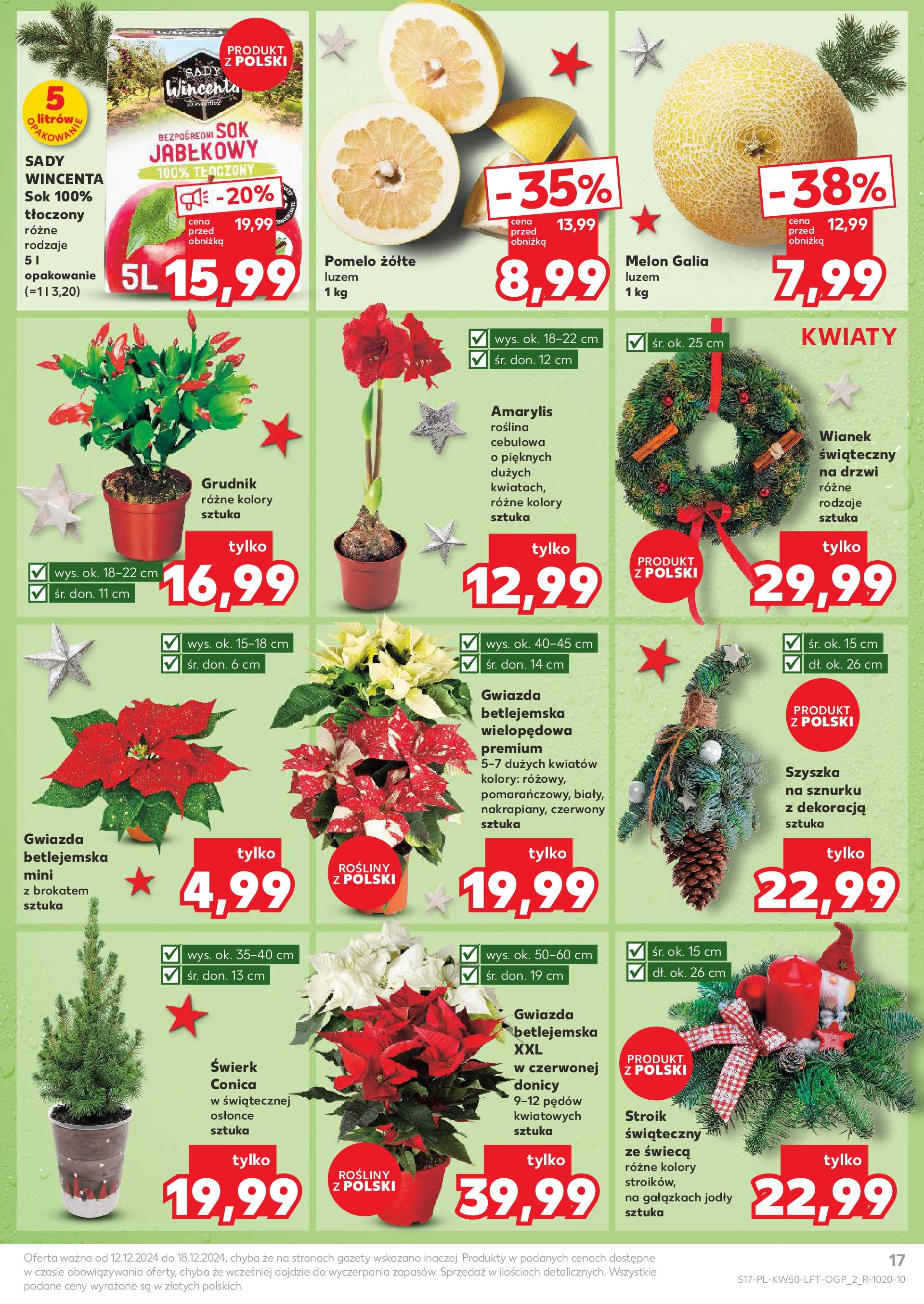 Kaufland - Kaufland gazetka do 18.12.2024 od 11.12.2024 - od jutra PDF | Strona: 17 | Produkty: Amarylis, Pomelo, Rosliny, Sok