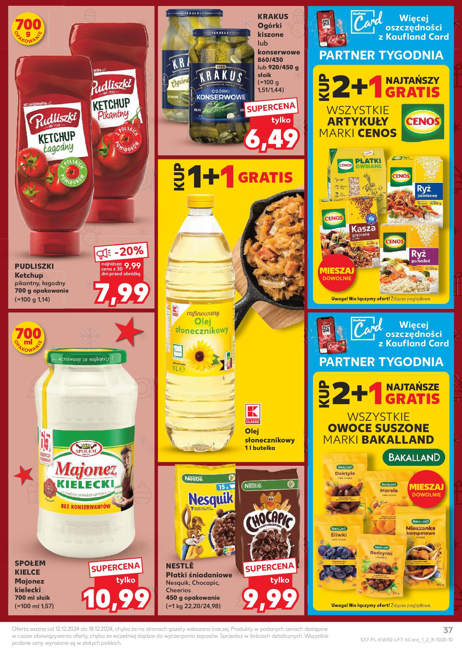 Kaufland - Kaufland gazetka do 18.12.2024 od 11.12.2024 - od jutra PDF | Strona: 37 | Produkty: Kasza, Morele, Majonez, Ogórki konserwowe