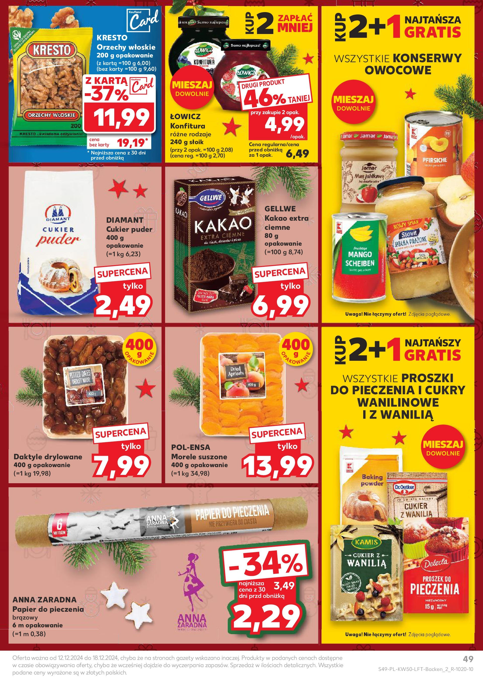 Kaufland - Kaufland gazetka do 18.12.2024 od 11.12.2024 - od jutra PDF | Strona: 49 | Produkty: Karta, Kakao, Papier do pieczenia, Morele