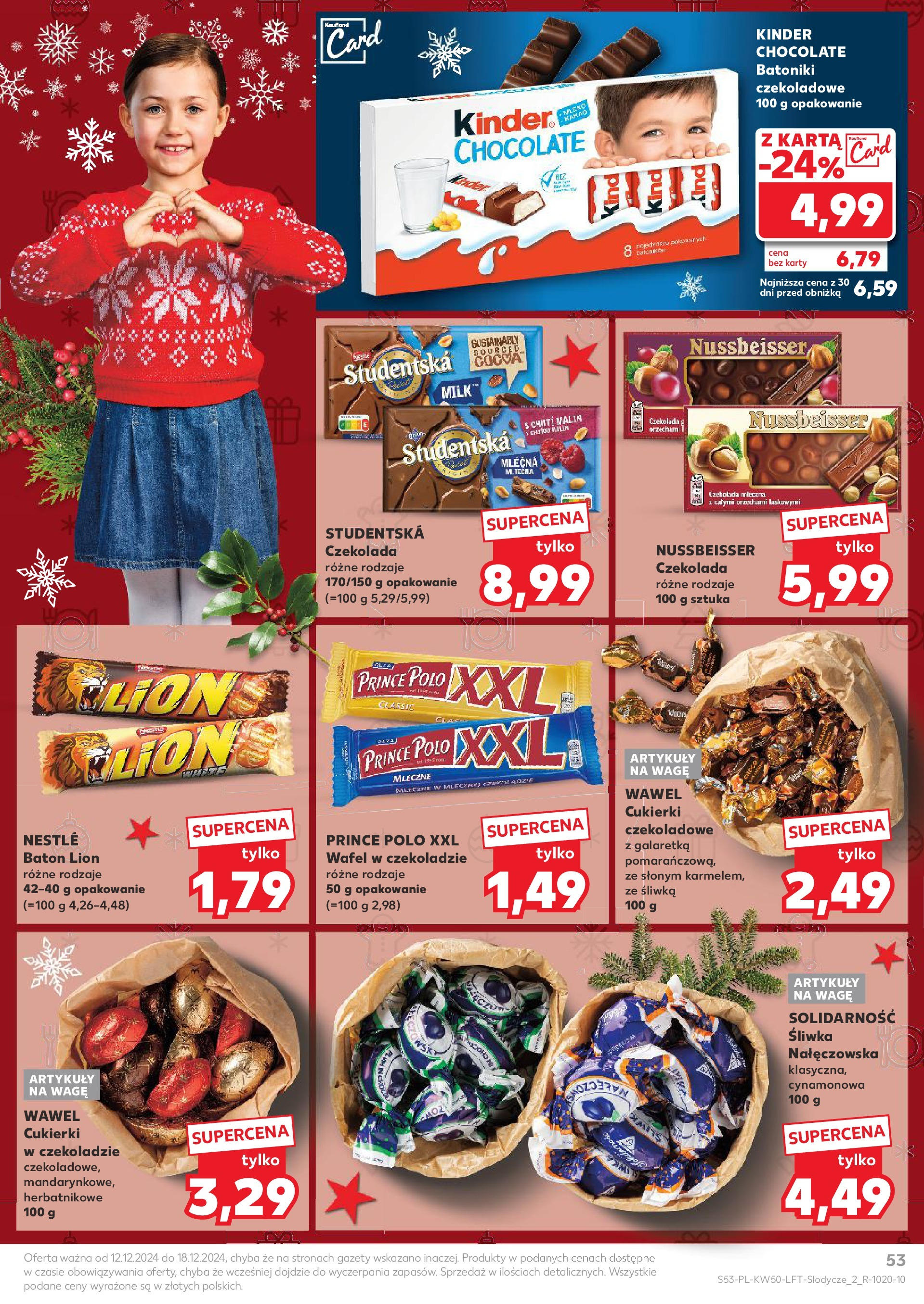 Kaufland - Kaufland gazetka do 18.12.2024 od 11.12.2024 - od jutra PDF | Strona: 53 | Produkty: Karta, Prince polo xxl, Śliwka nałęczowska, Cukierki