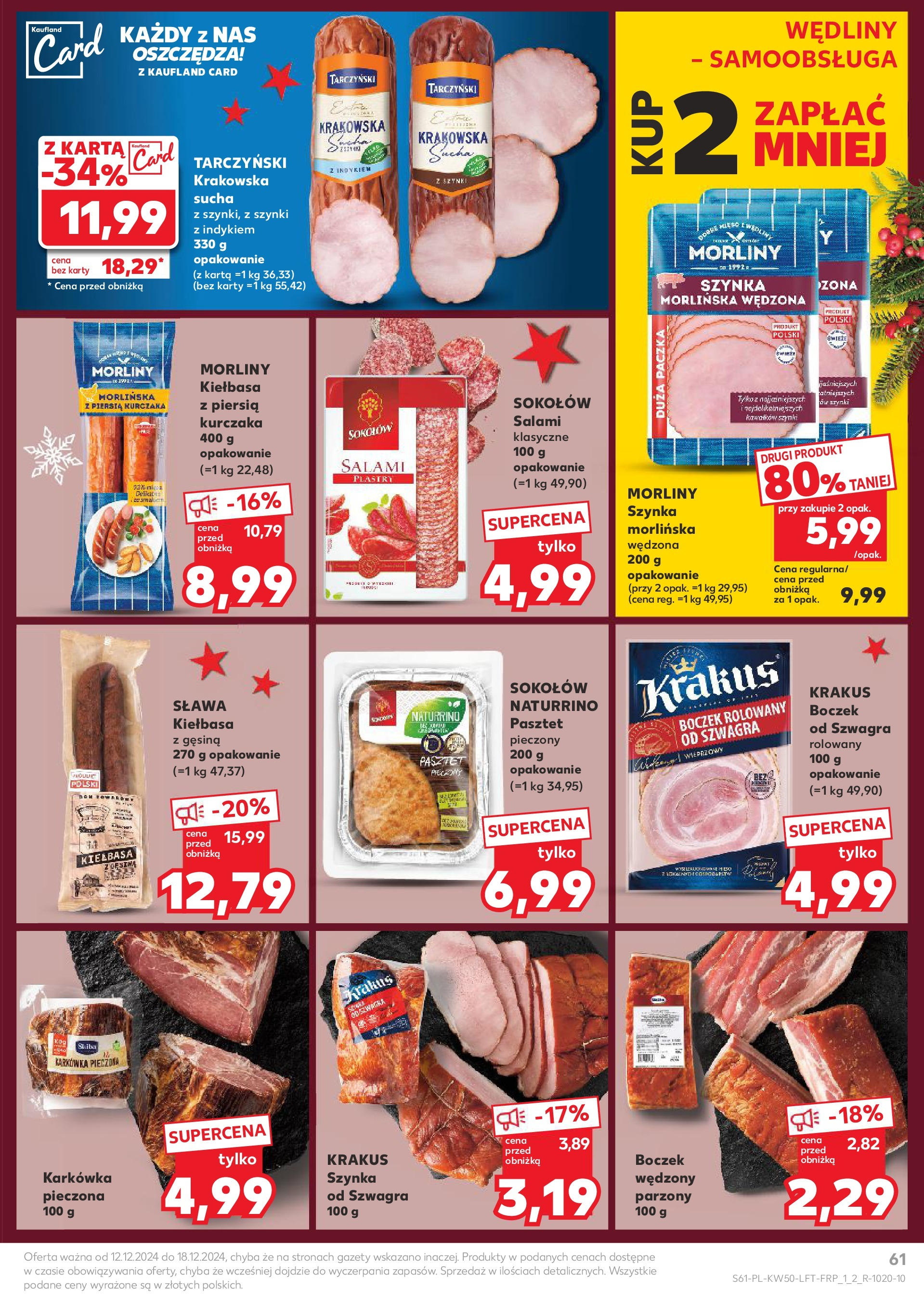 Kaufland - Kaufland gazetka do 18.12.2024 od 11.12.2024 - od jutra PDF | Strona: 61 | Produkty: Karta, Szynka, Boczek, Wędliny