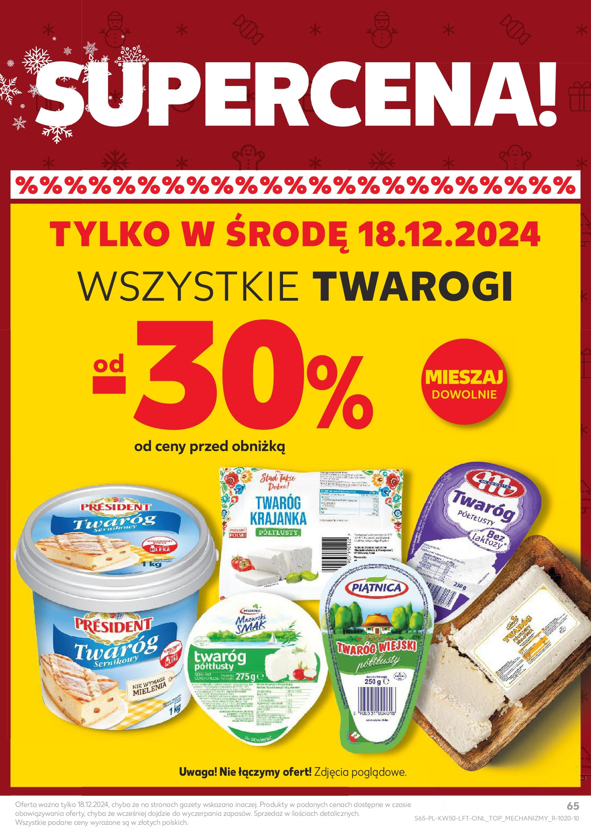 Kaufland - Kaufland gazetka do 18.12.2024 od 11.12.2024 - od jutra PDF | Strona: 65 | Produkty: Twaróg półtłusty, Mleka, Twaróg, Twaróg President