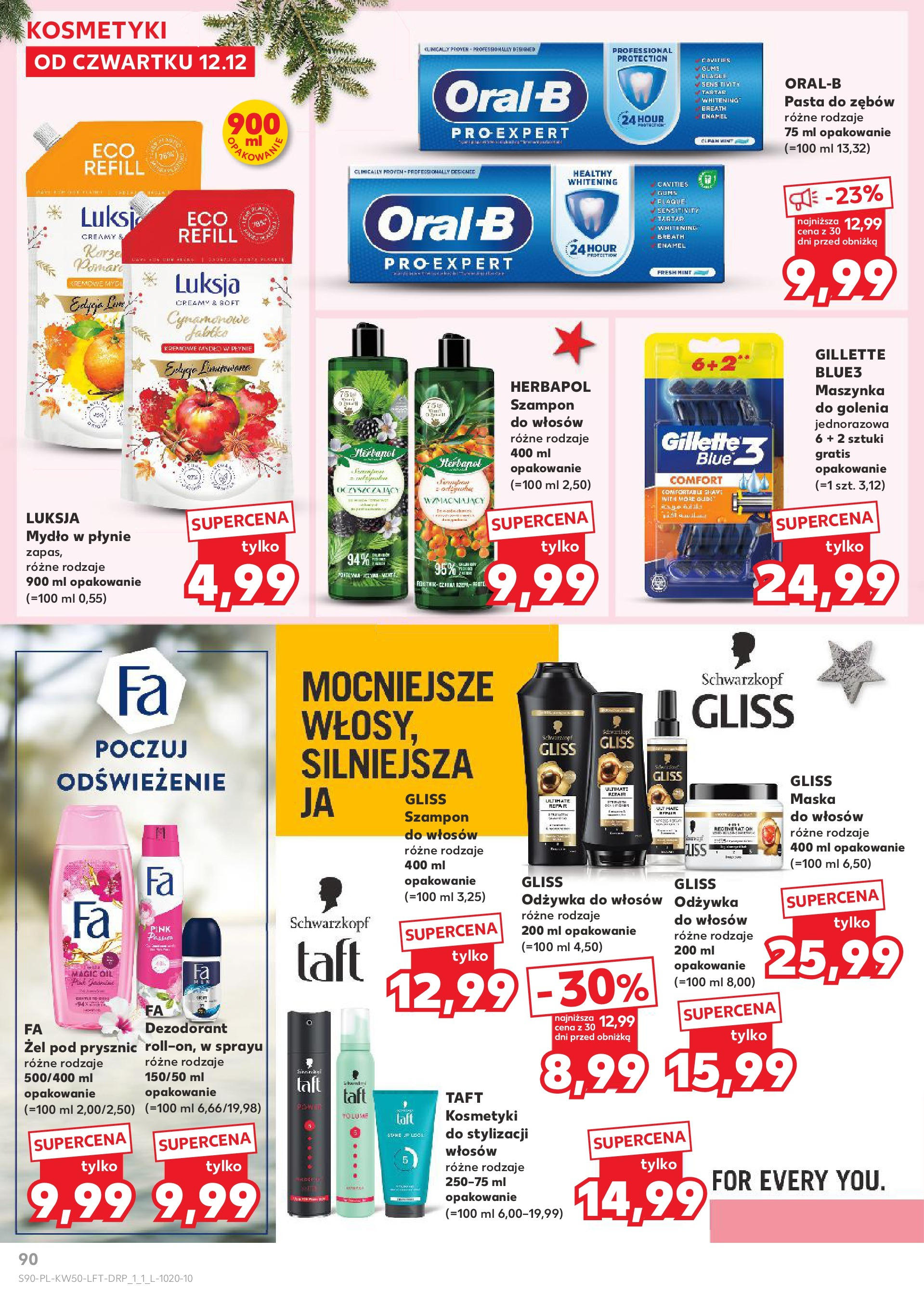 Kaufland - Kaufland gazetka do 18.12.2024 od 11.12.2024 - od jutra PDF | Strona: 90 | Produkty: Maszynka do golenia, Szampon, Odżywka do włosów, Dezodorant