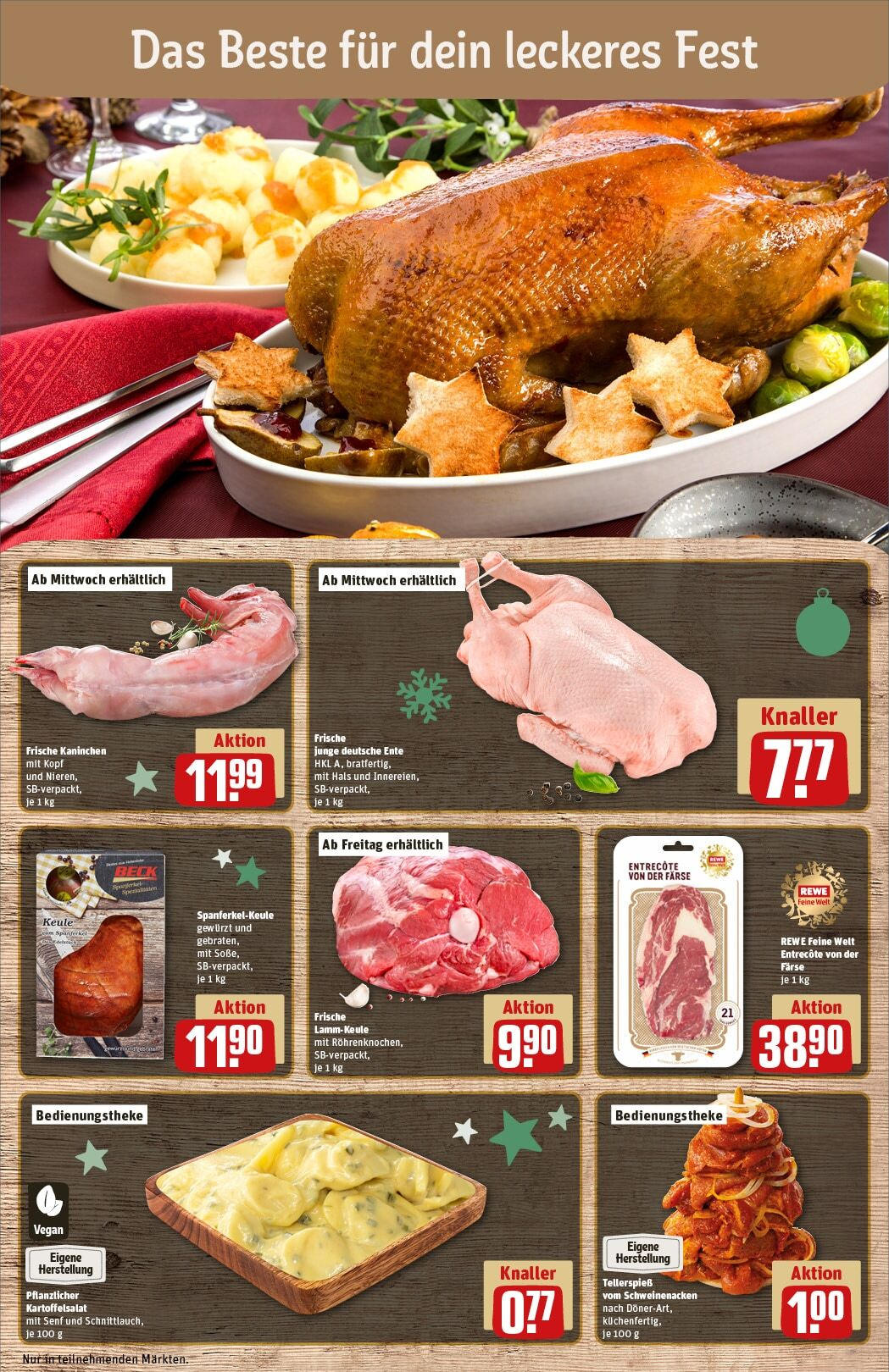 Rewe - Rewe: Wochenangebote (ab 15.12.2024) zum Blättern » Angebote | Seite: 10 | Produkte: Lammkeule, Schweinenacken, Entrecote, Ente