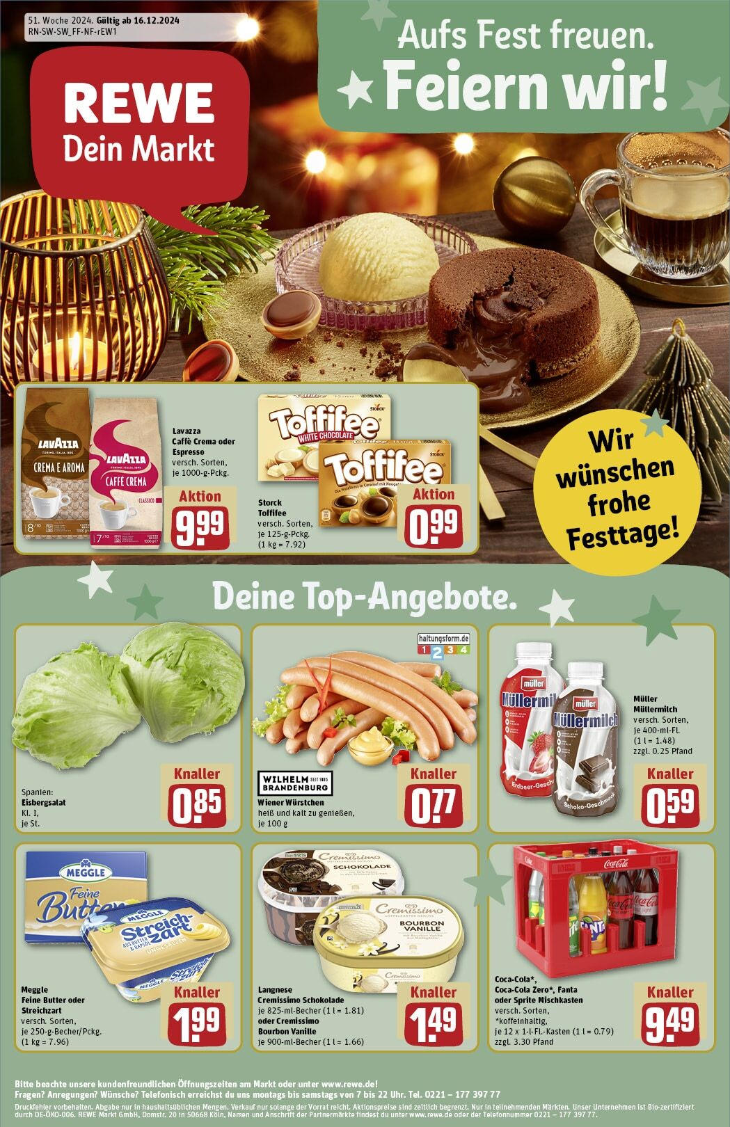 Rewe - Rewe: Wochenangebote (ab 15.12.2024) zum Blättern » Angebote | Seite: 1 | Produkte: Cremissimo, Fanta, Bourbon, Muller mullermilch