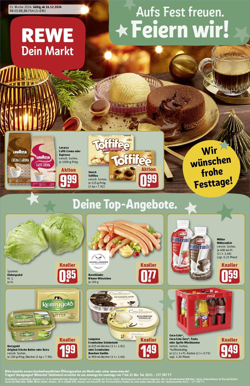 Rewe - Rewe: Wochenangebote (ab 15.12.2024) zum Blättern » Angebote | Seite: 1 | Produkte: Cremissimo, Wiener wurstchen, Butter, Bourbon