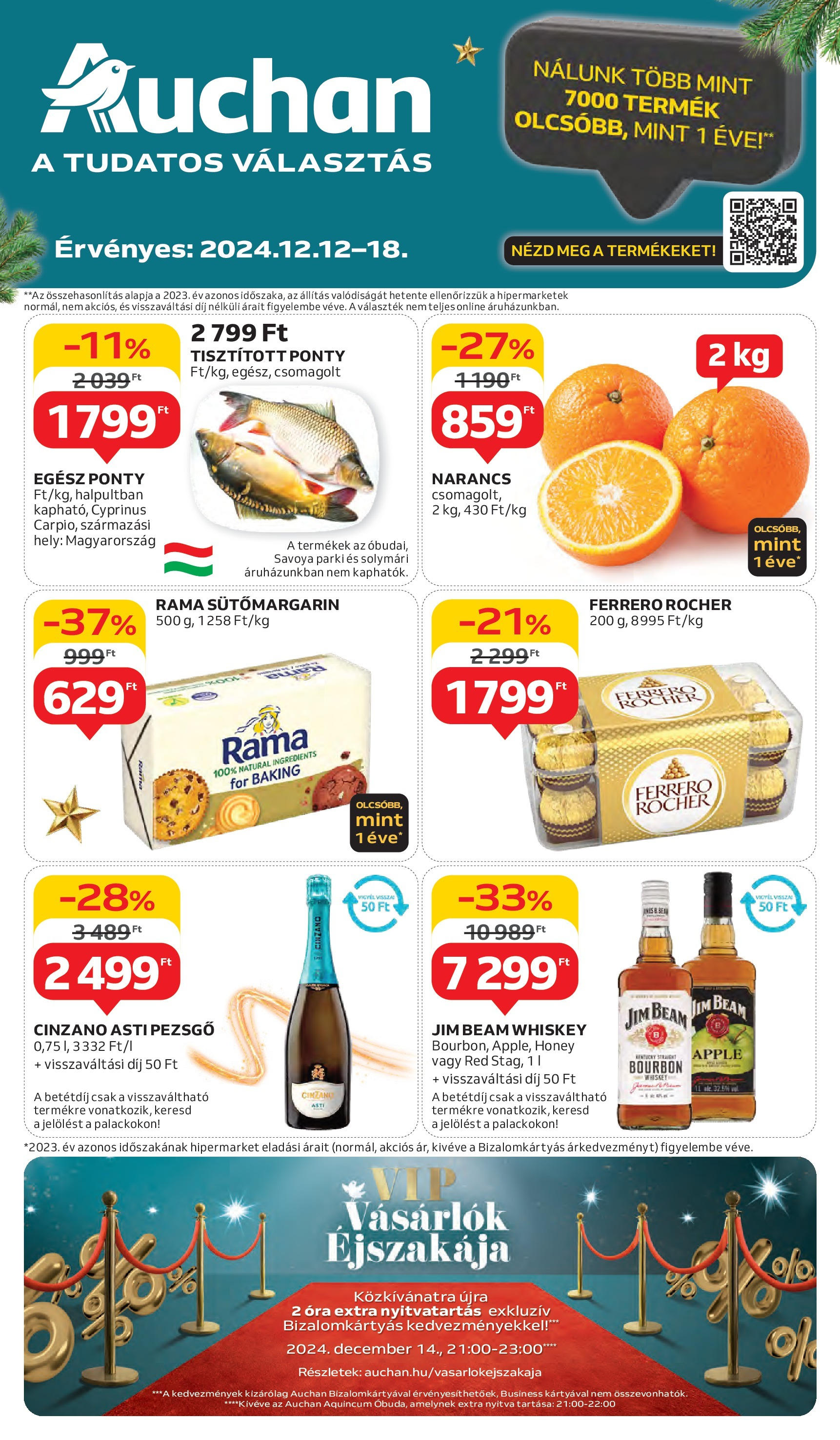 Auchan Akciós újság - 2024.12.12. -tól/töl > akció, lapozható szórólap 🛍️ | Oldal: 1 | Termékek: Ponty, Rama, Pezsgő, Ferrero rocher