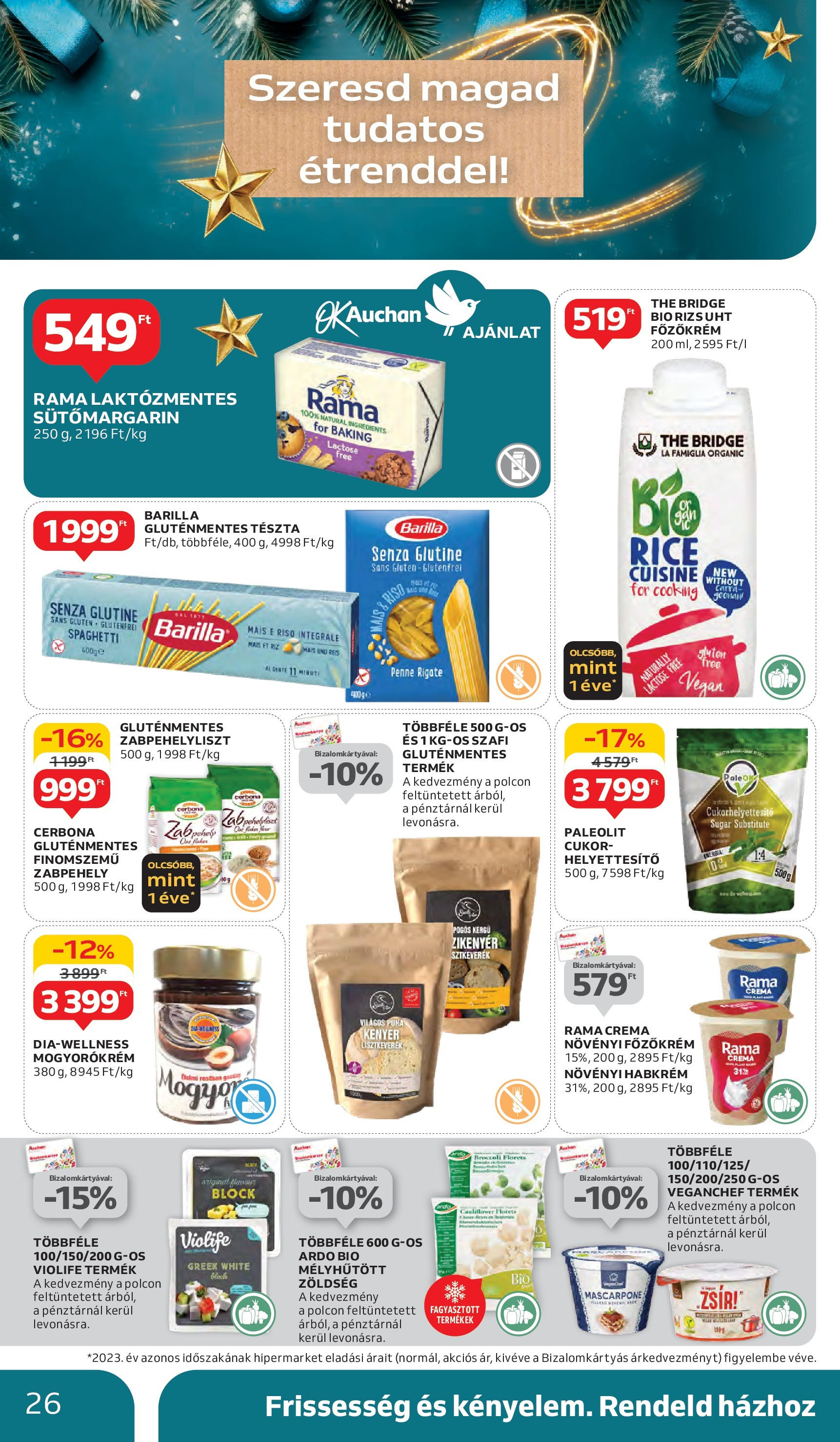 Auchan Akciós újság - 2024.12.12. -tól/töl > akció, lapozható szórólap 🛍️ | Oldal: 26 | Termékek: Mascarpone, Tészta, Vegán, Cukor