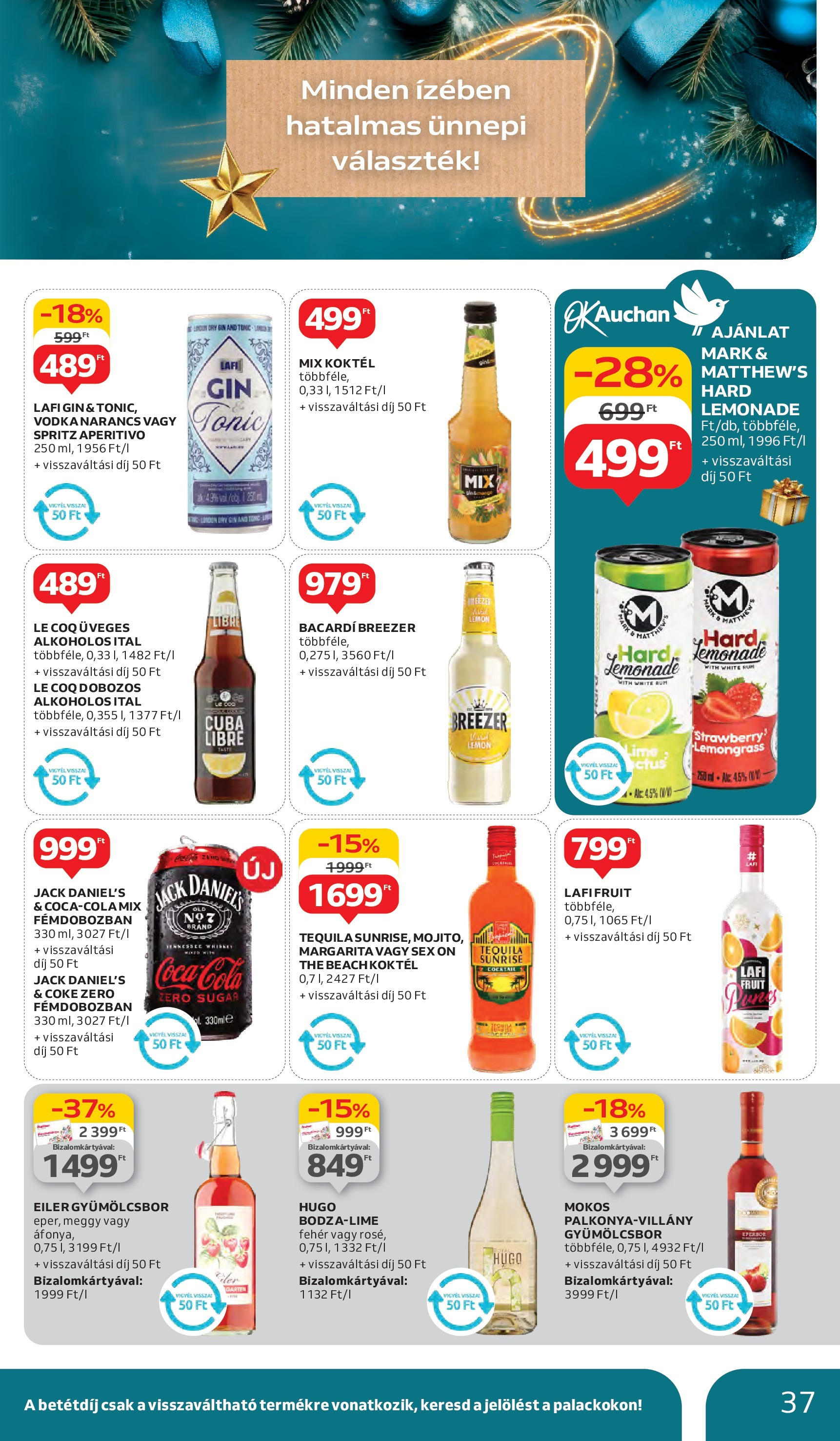 Auchan Akciós újság - 2024.12.12. -tól/töl > akció, lapozható szórólap 🛍️ | Oldal: 37 | Termékek: Tonic, Meggy, Bacardi, Cola