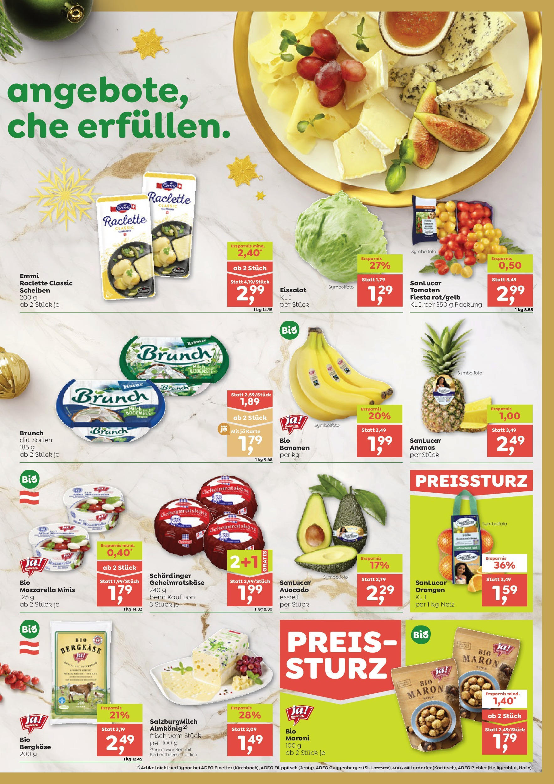 ADEG Graz, Kumberg, Fischbach von 16.12.2024 - Aktuelle Angebote | Seite: 3 | Produkte: Milch, Orangen, Bananen, Ananas