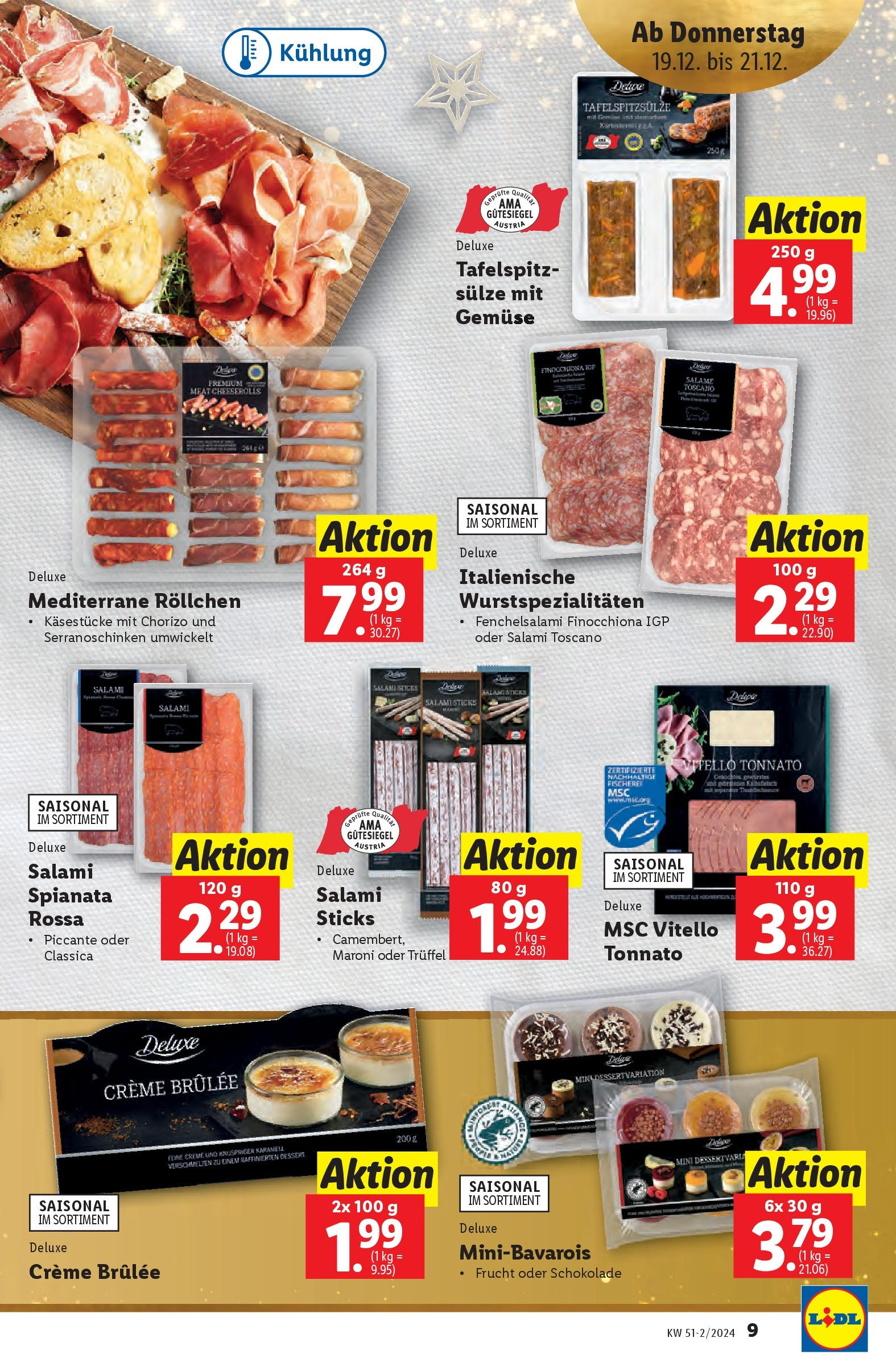 Lidl Flugblatt - Wien, Kittsee, Pölten ab 19.12.2024 - Angebote ab donnerstag | Seite: 9 | Produkte: Gemüse, Creme, Schokolade, Salami