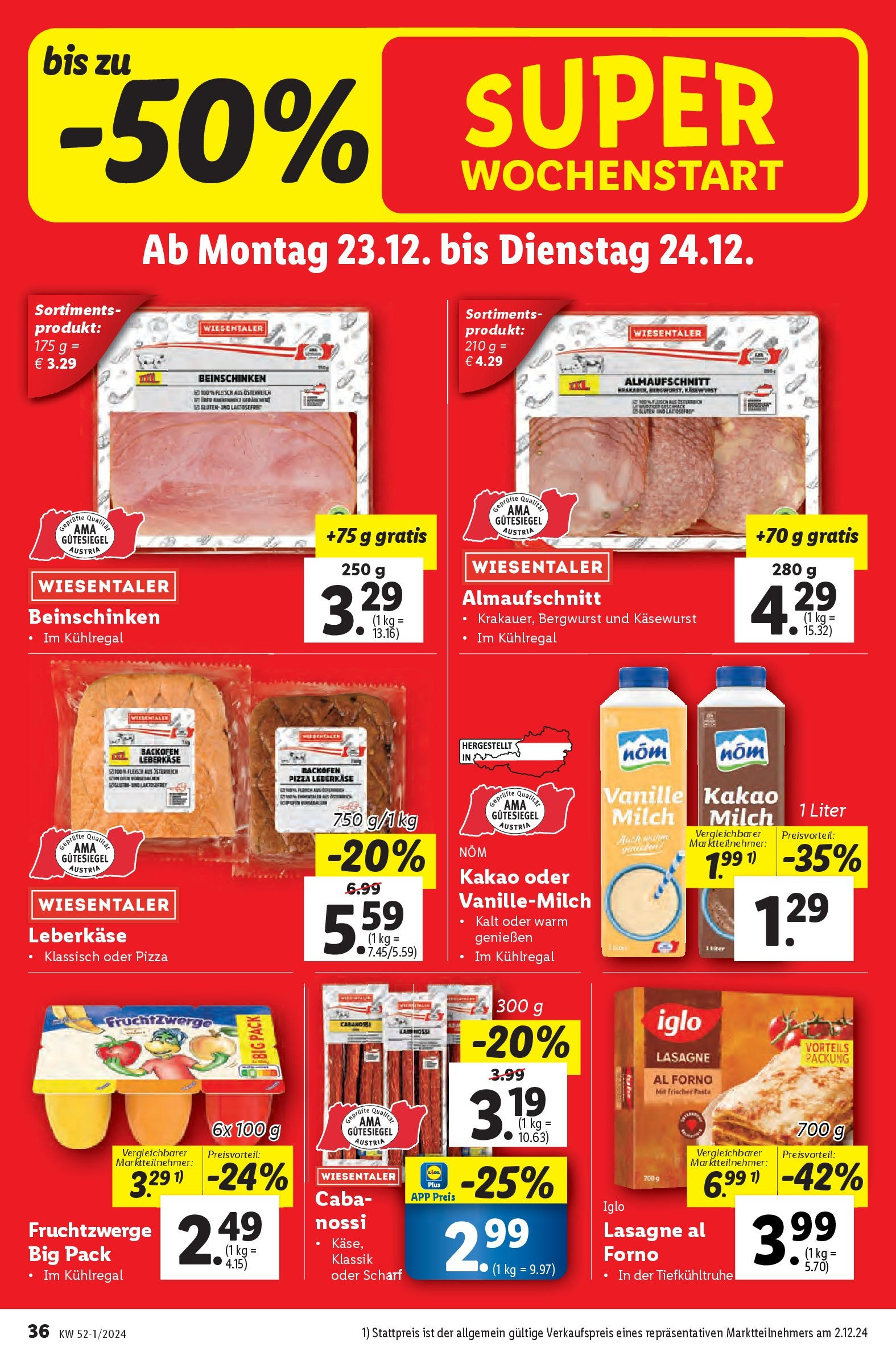 Lidl Flugblatt - Wien, Kittsee, Pölten ab 19.12.2024 - Angebote ab donnerstag | Seite: 38 | Produkte: Pasta, Milch, Pizza