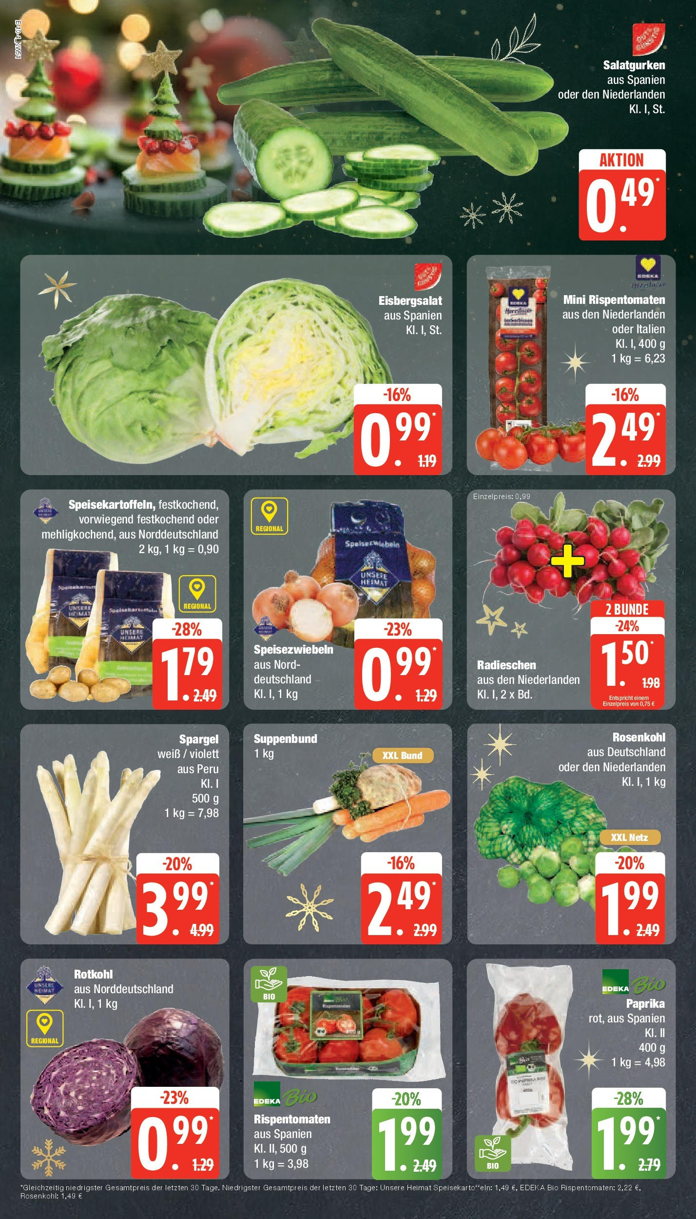 Edeka - EDEKA: Wochenangebote (ab 15.12.2024) » Angebote Online | Seite: 10 | Produkte: Rotkohl, Eisbergsalat, Spargel, Paprika