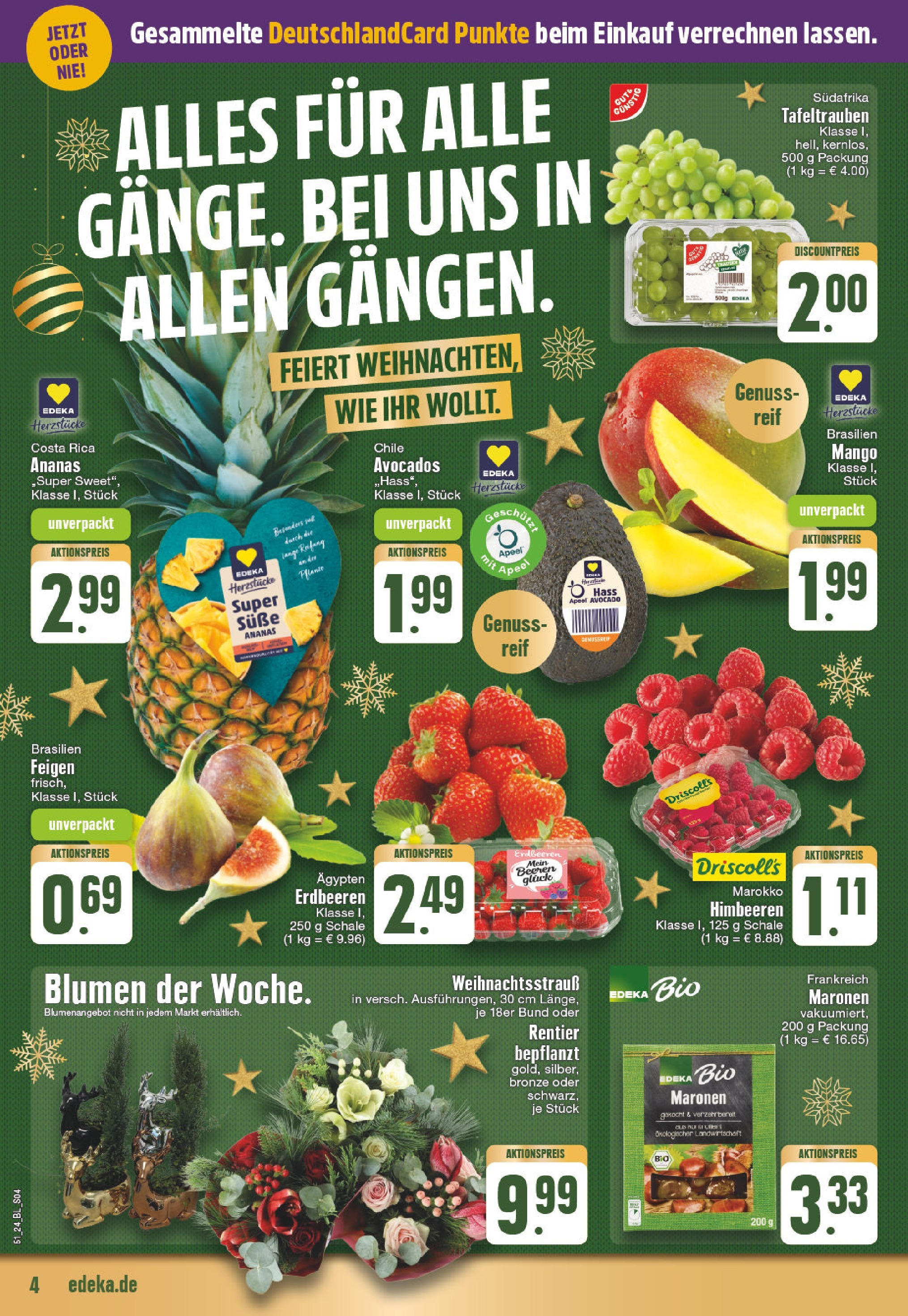 Edeka - EDEKA: Wochenangebote (ab 15.12.2024) » Angebote Online | Seite: 4 | Produkte: Himbeeren, Ananas, Mango, Erdbeeren