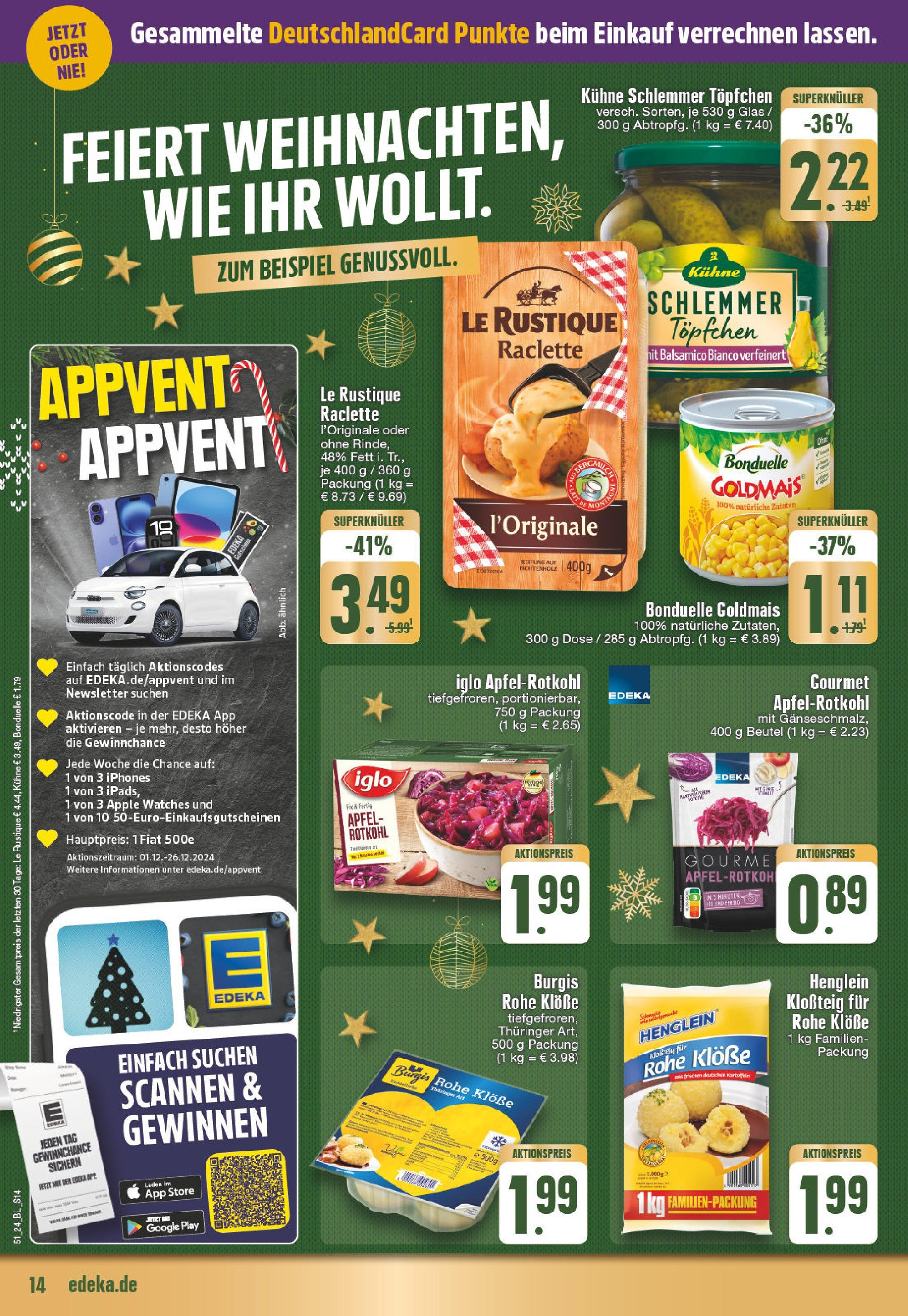 Edeka - EDEKA: Wochenangebote (ab 15.12.2024) » Angebote Online | Seite: 14 | Produkte: Rotkohl, Balsamico, Iglo, Äpfel