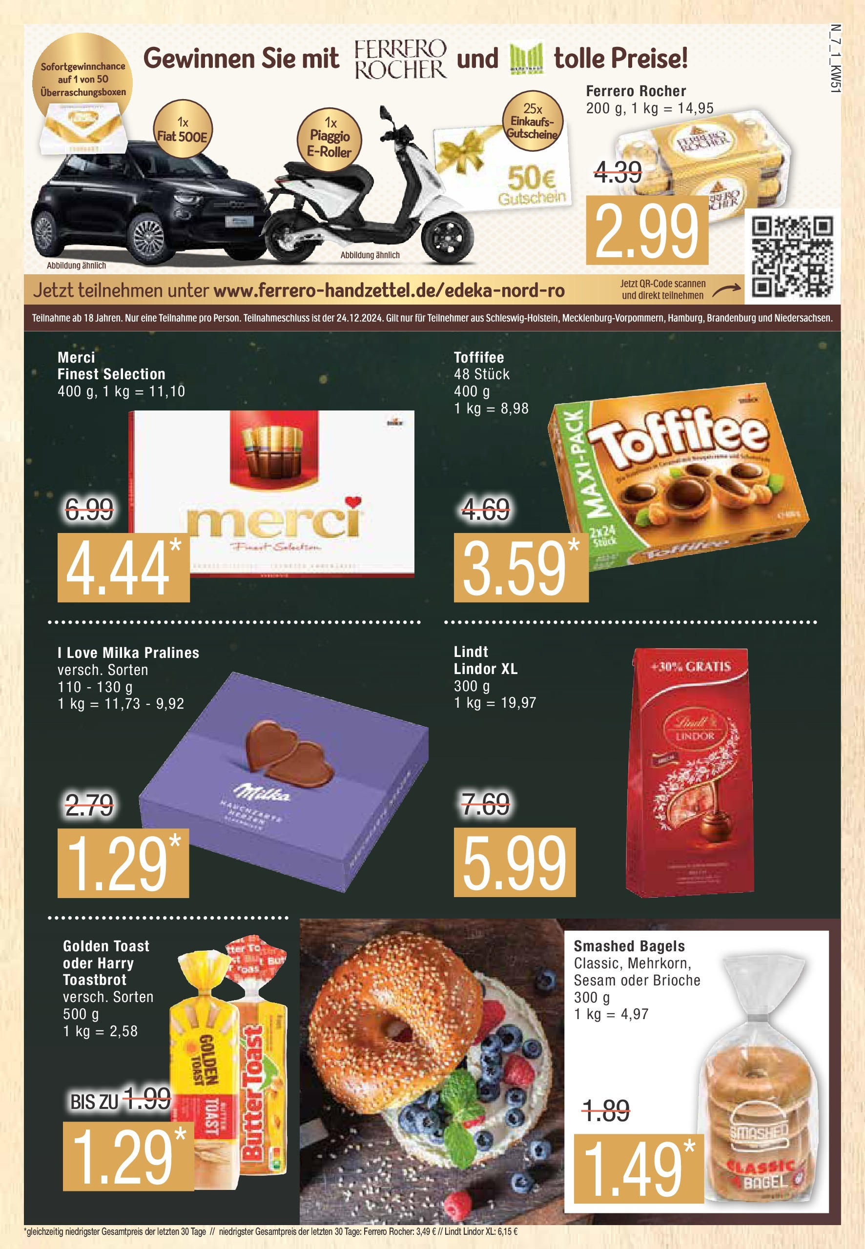 Marktkauf - Marktkauf: Wochenangebote (ab 15.12.2024) » Angebote online | Seite: 7 | Produkte: Ferrero rocher, Butter, Toastbrot, Milka