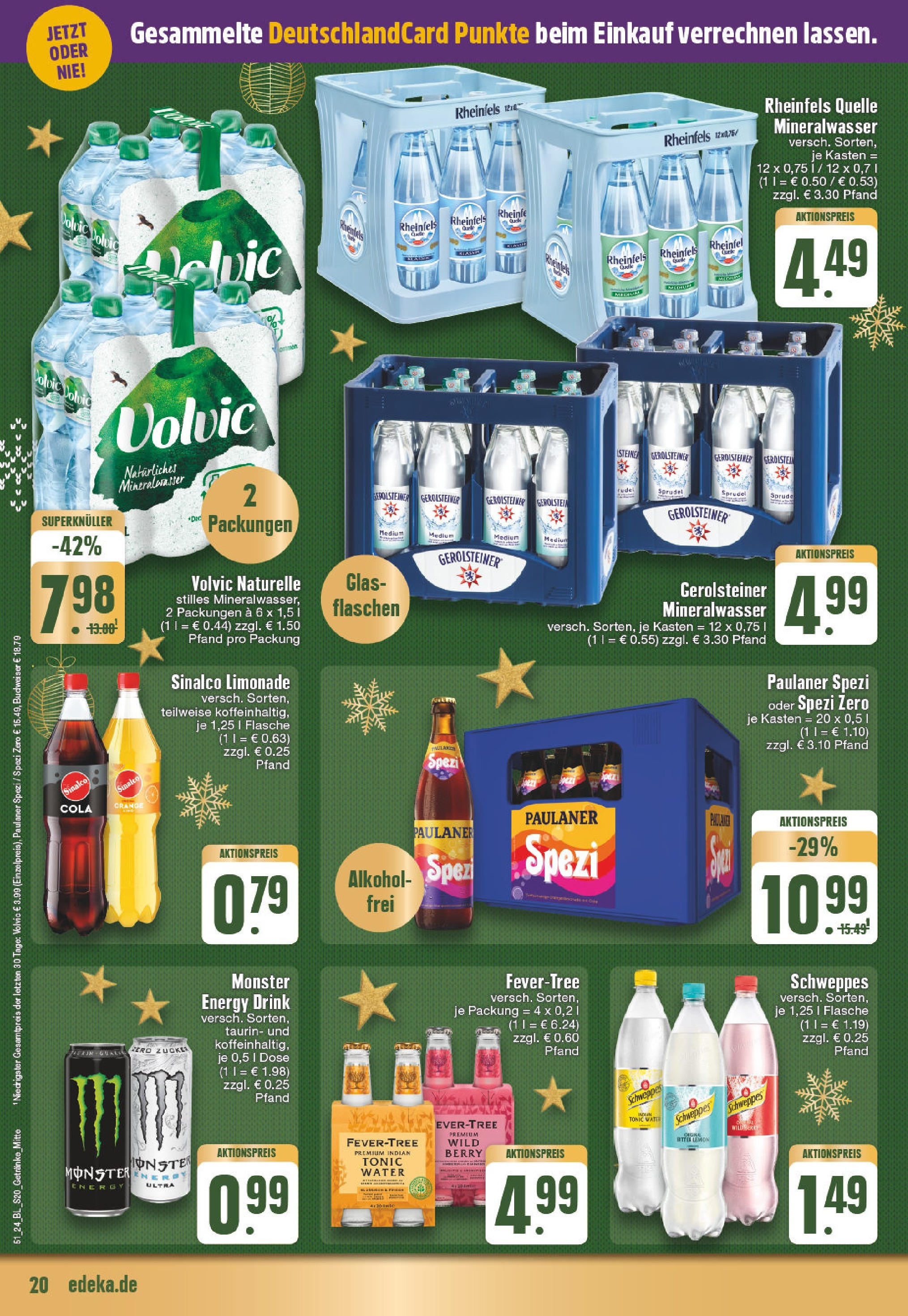 Edeka - EDEKA: Wochenangebote (ab 15.12.2024) » Angebote Online | Seite: 20 | Produkte: Sinalco, Paulaner spezi, Zucker, Volvic