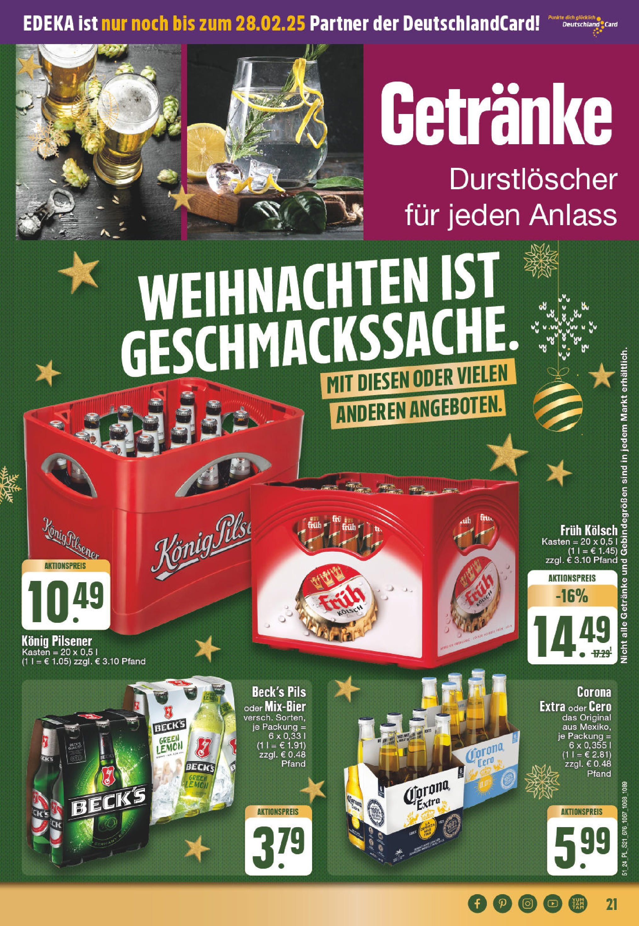 Edeka - EDEKA: Wochenangebote (ab 15.12.2024) » Angebote Online | Seite: 21 | Produkte: Durstloscher, Konig pilsener, Pils