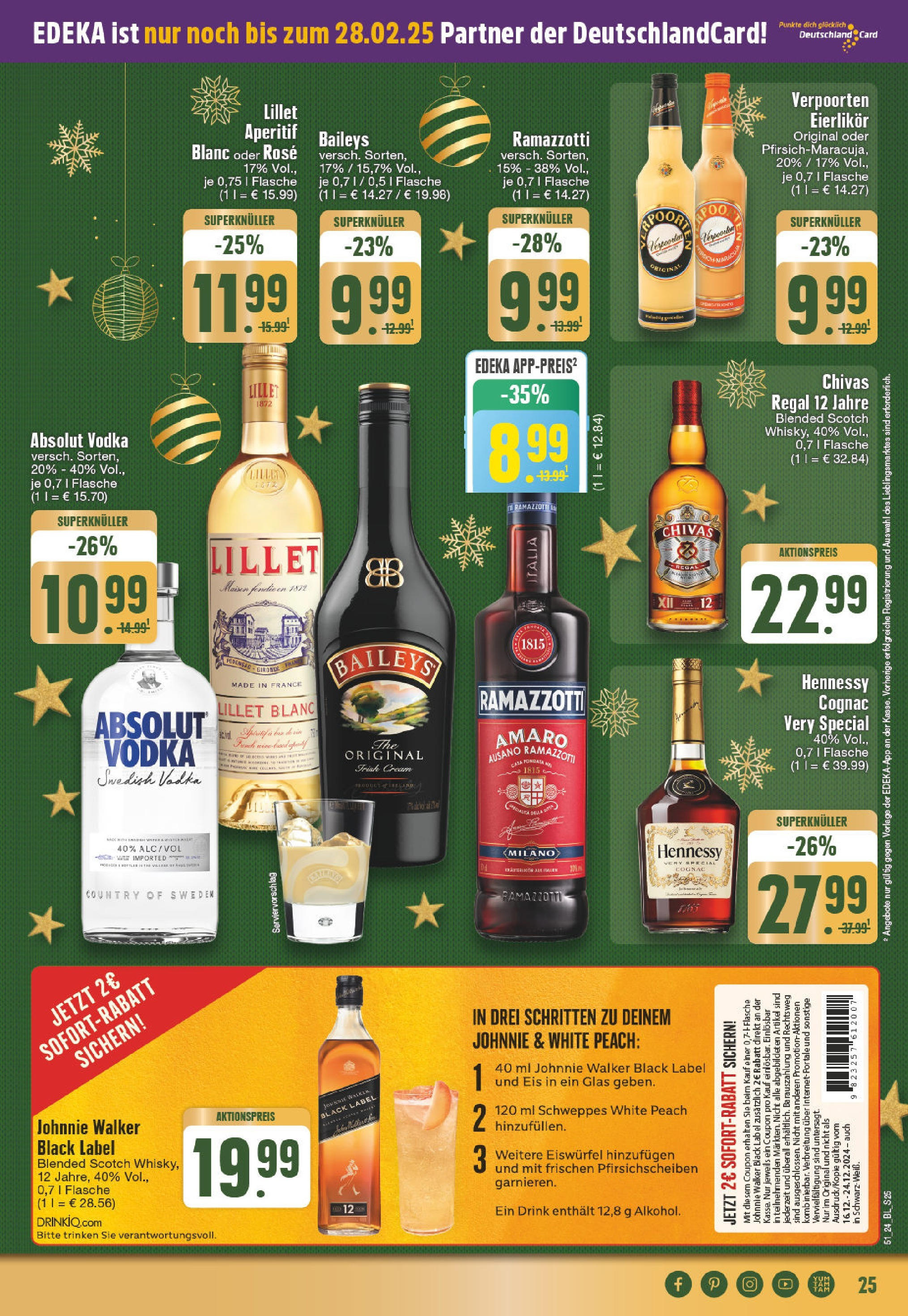 Edeka - EDEKA: Wochenangebote (ab 15.12.2024) » Angebote Online | Seite: 25 | Produkte: Regal, Baileys, Ramazzotti, Johnnie walker