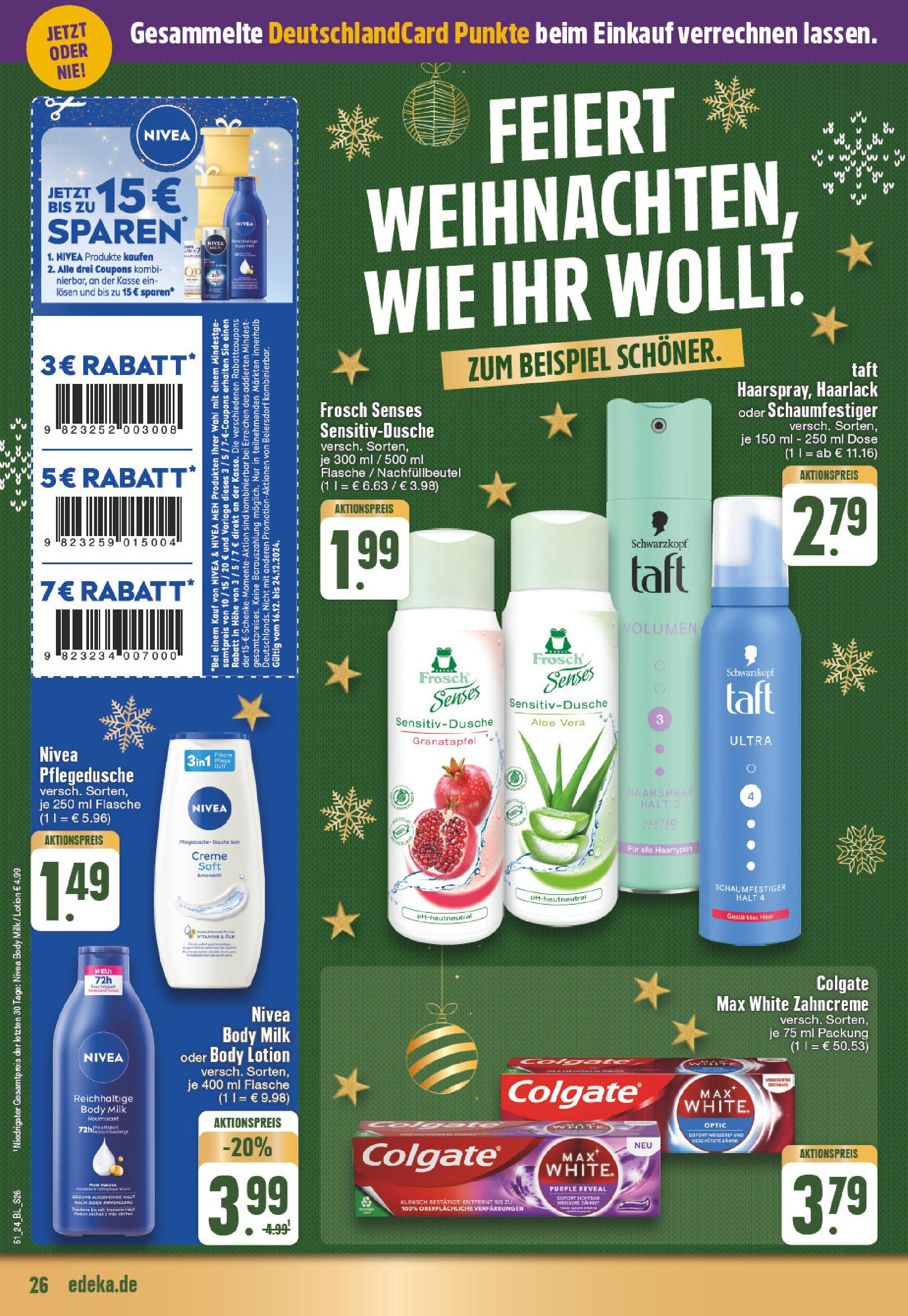 Edeka - EDEKA: Wochenangebote (ab 15.12.2024) » Angebote Online | Seite: 26 | Produkte: Haarspray, Creme, Body Lotion, Body Milk