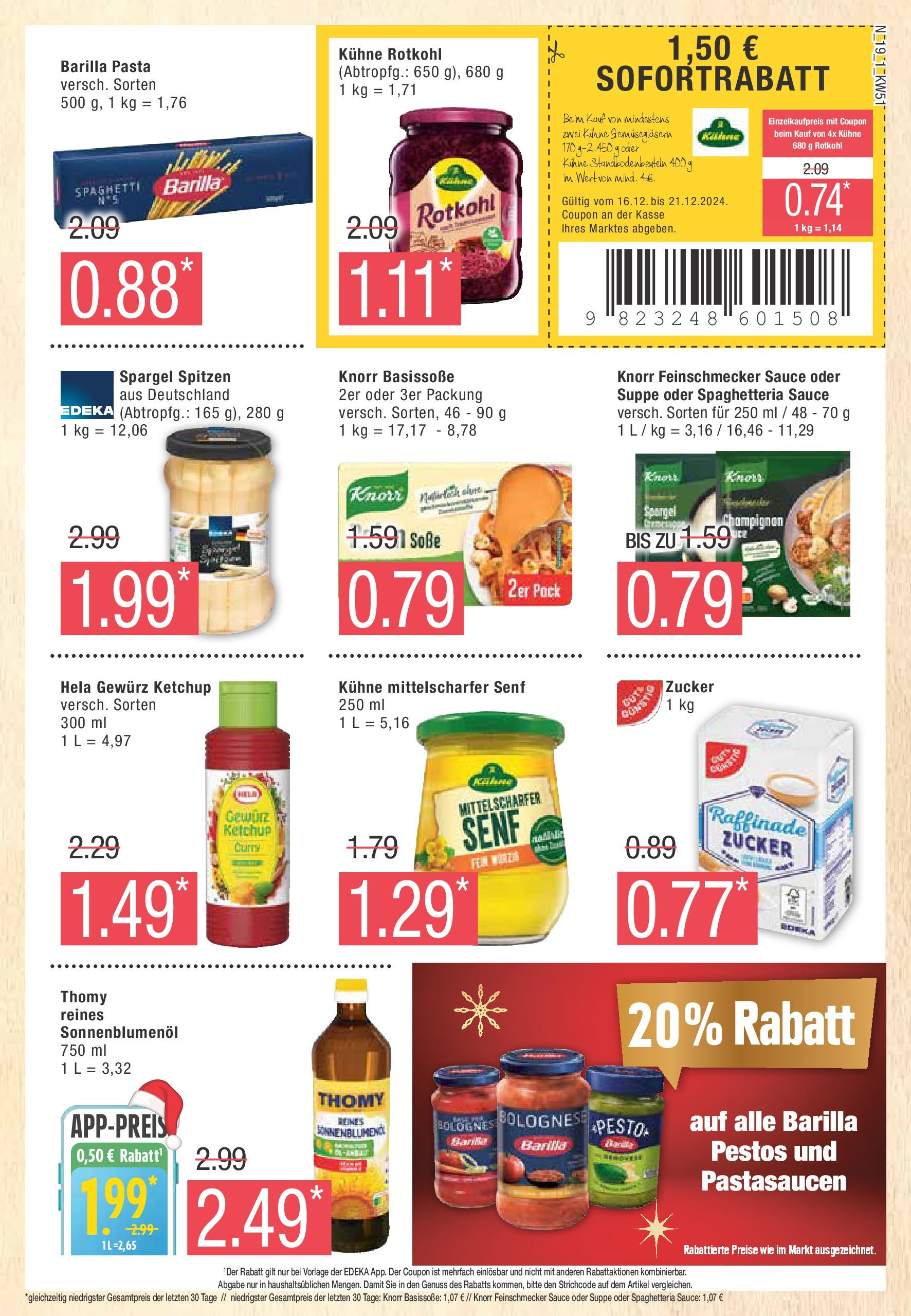 Marktkauf - Marktkauf: Wochenangebote (ab 15.12.2024) » Angebote online | Seite: 19 | Produkte: Rotkohl, Barilla, Spargel, Pasta