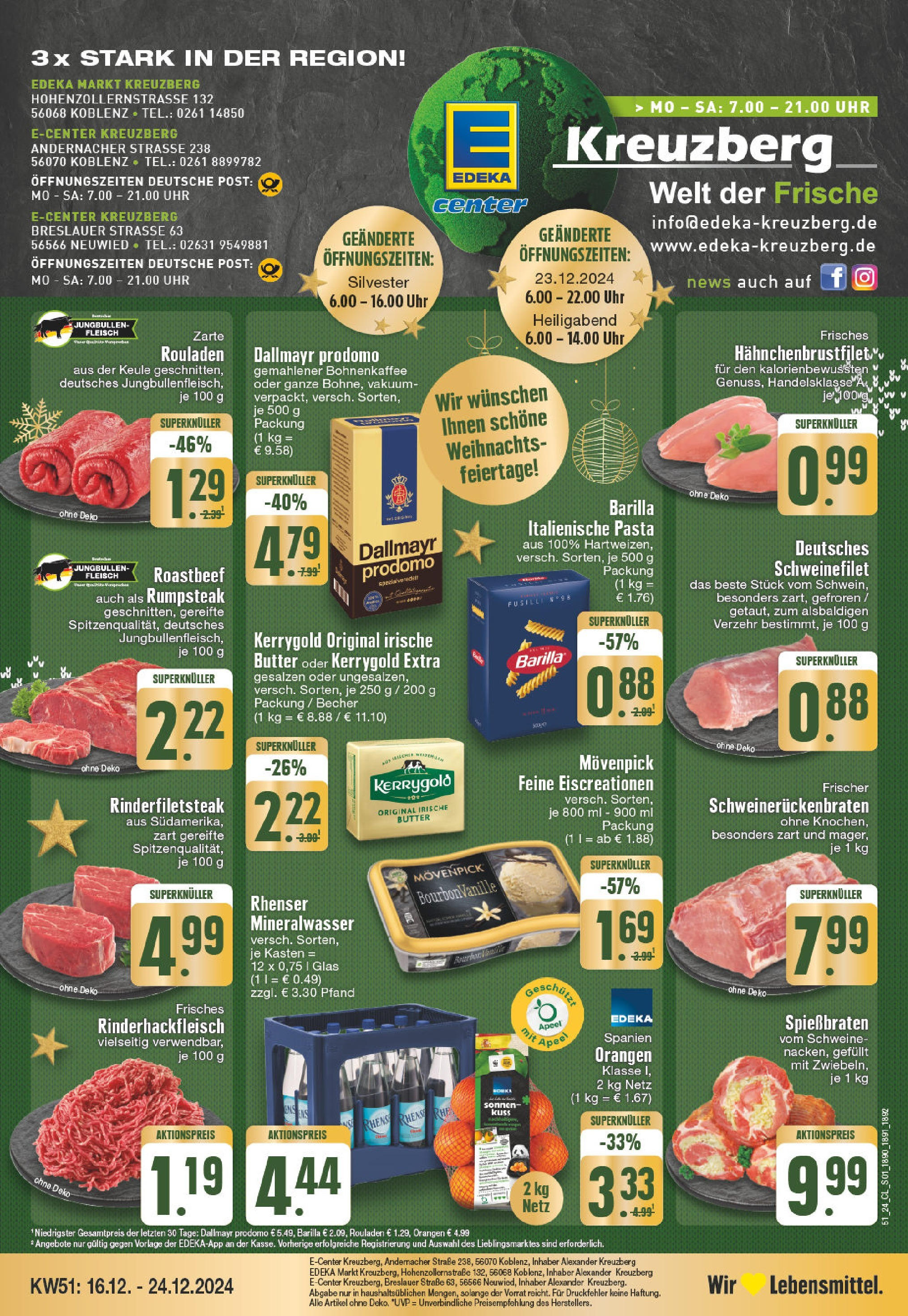 Edeka - EDEKA: Wochenangebote (ab 15.12.2024) » Angebote Online | Seite: 1 | Produkte: Butter, Schweinefilet, Dallmayr, Fleisch