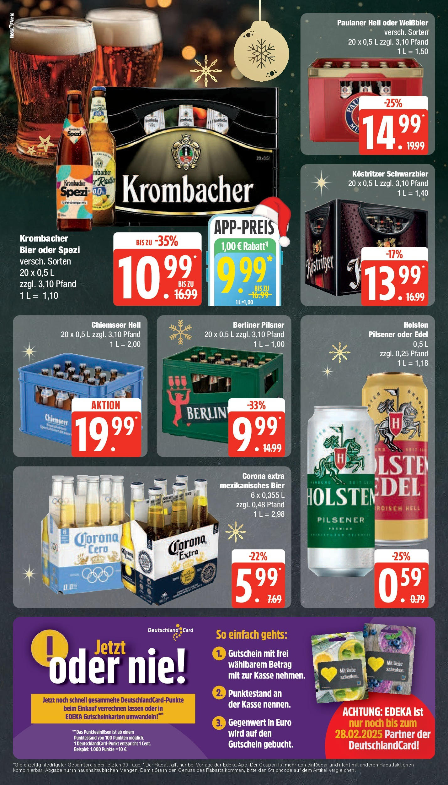 Edeka - EDEKA: Wochenangebote (ab 15.12.2024) » Angebote Online | Seite: 22 | Produkte: Kostritzer, Holsten edel, Krombacher, Paulaner