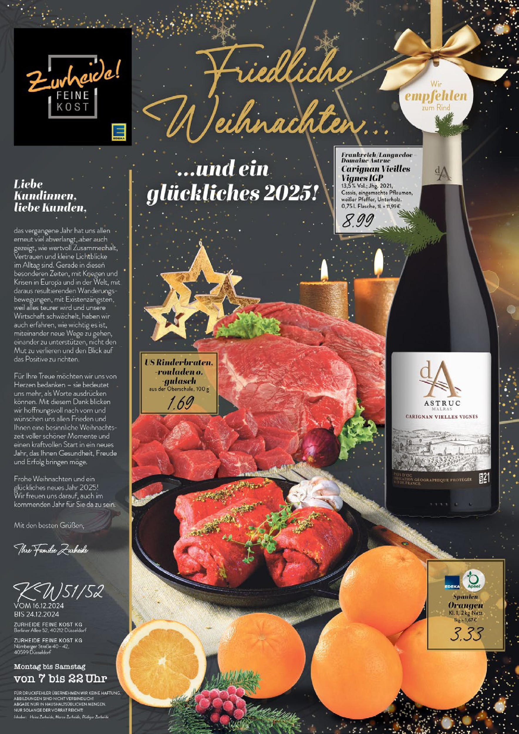 Edeka - E center: Wochenangebote (ab 15.12.2024) » Angebote Online | Seite: 1 | Produkte: Berliner, Orangen, Gulasch, Uhr