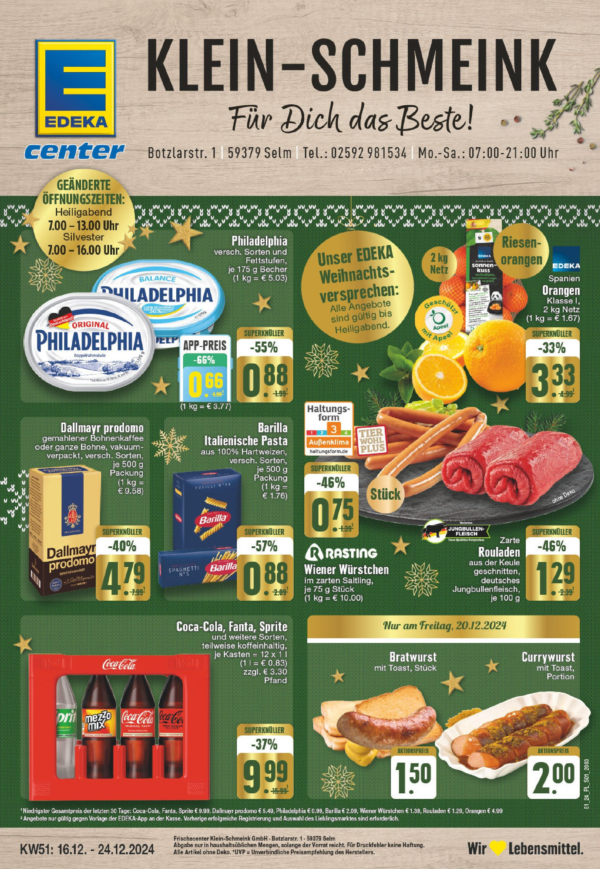 Edeka - E center: Wochenangebote (ab 15.12.2024) » Angebote Online | Seite: 1 | Produkte: Wiener wurstchen, Barilla, Bratwurst, Uhr