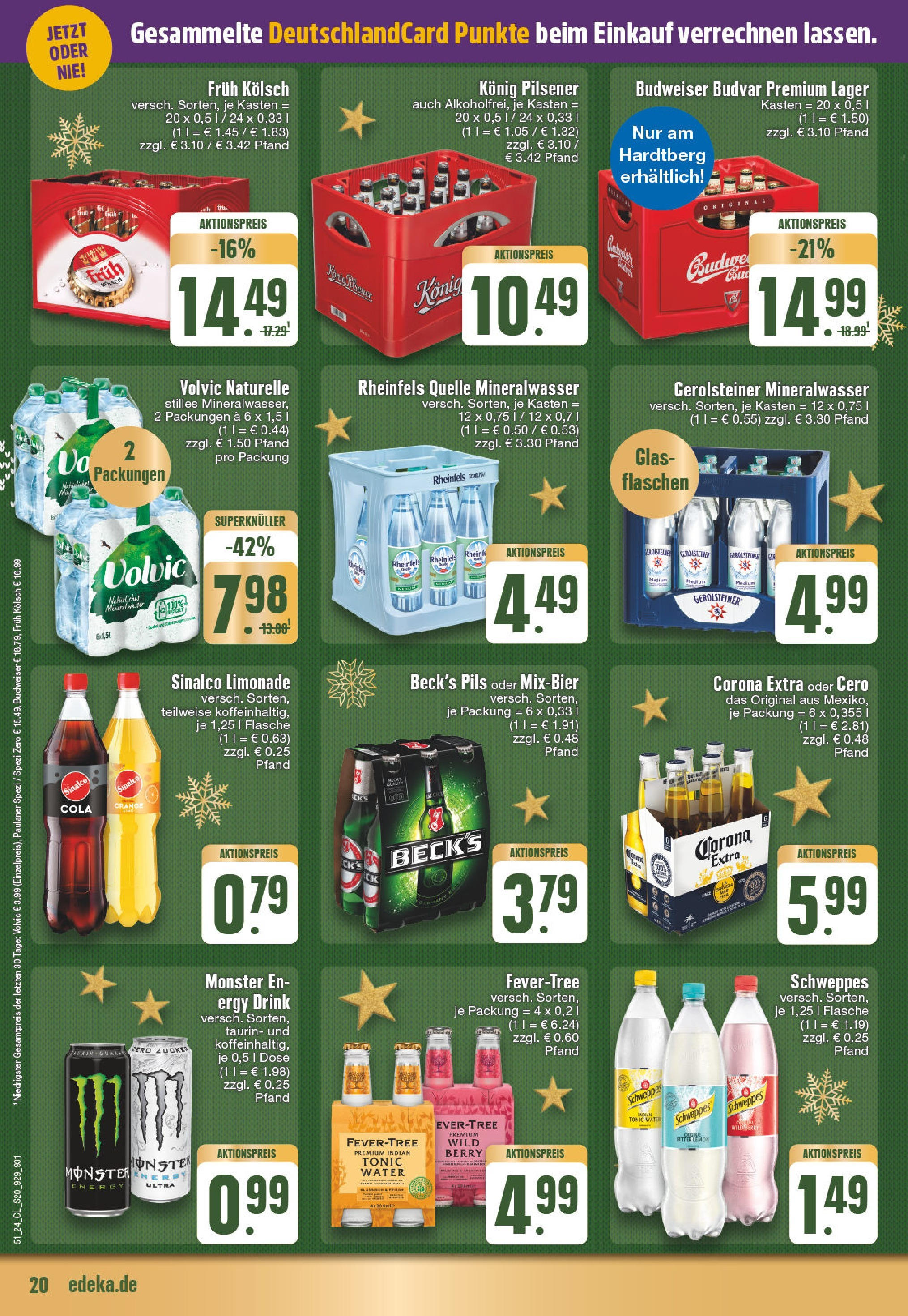 Edeka - E center: Wochenangebote (ab 15.12.2024) » Angebote Online | Seite: 20 | Produkte: Konig pilsener, Paulaner spezi, Paulaner, Gerolsteiner