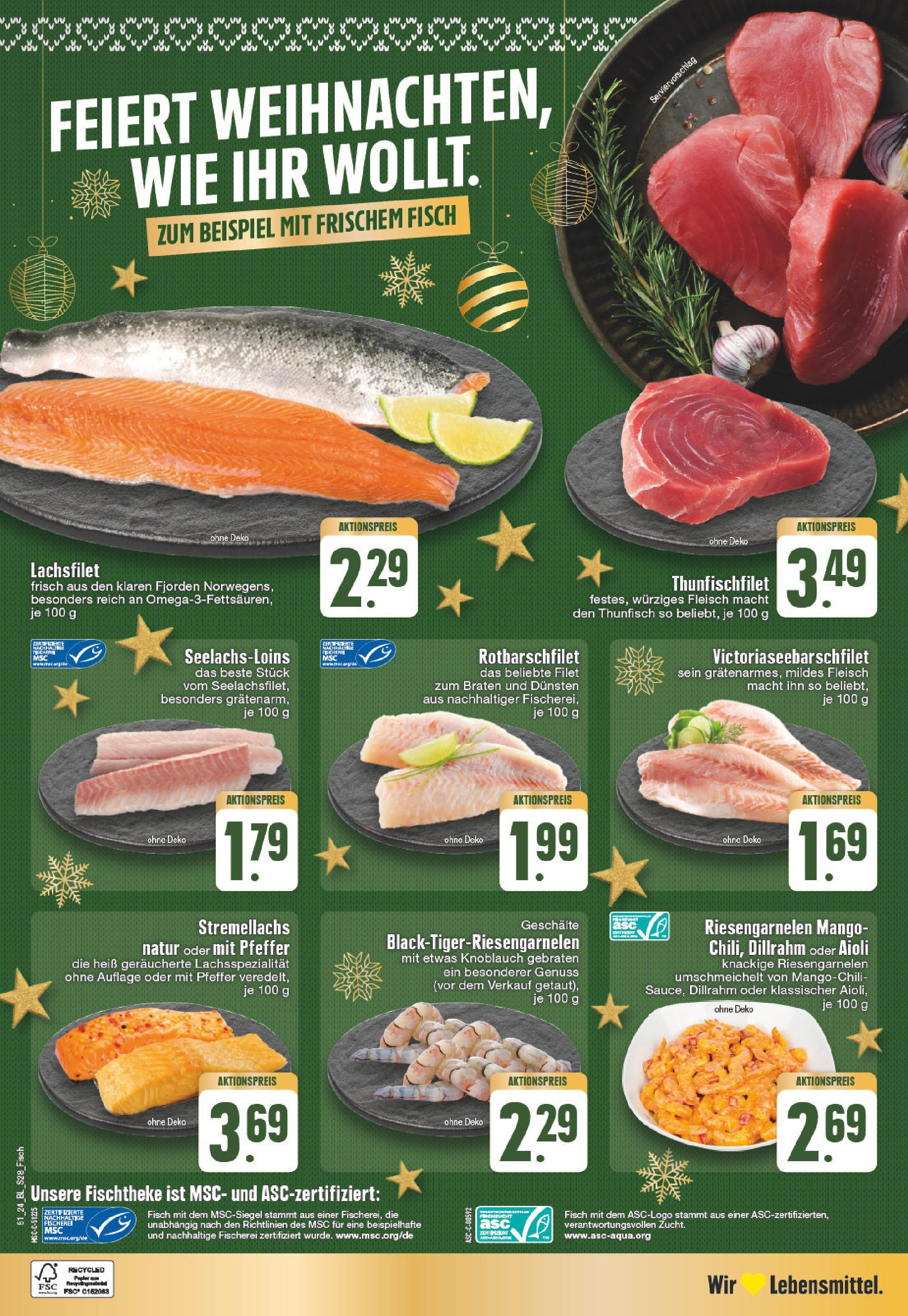 Edeka - E center: Wochenangebote (ab 15.12.2024) » Angebote Online | Seite: 28 | Produkte: Fisch, Pfeffer, Knoblauch, Fleisch