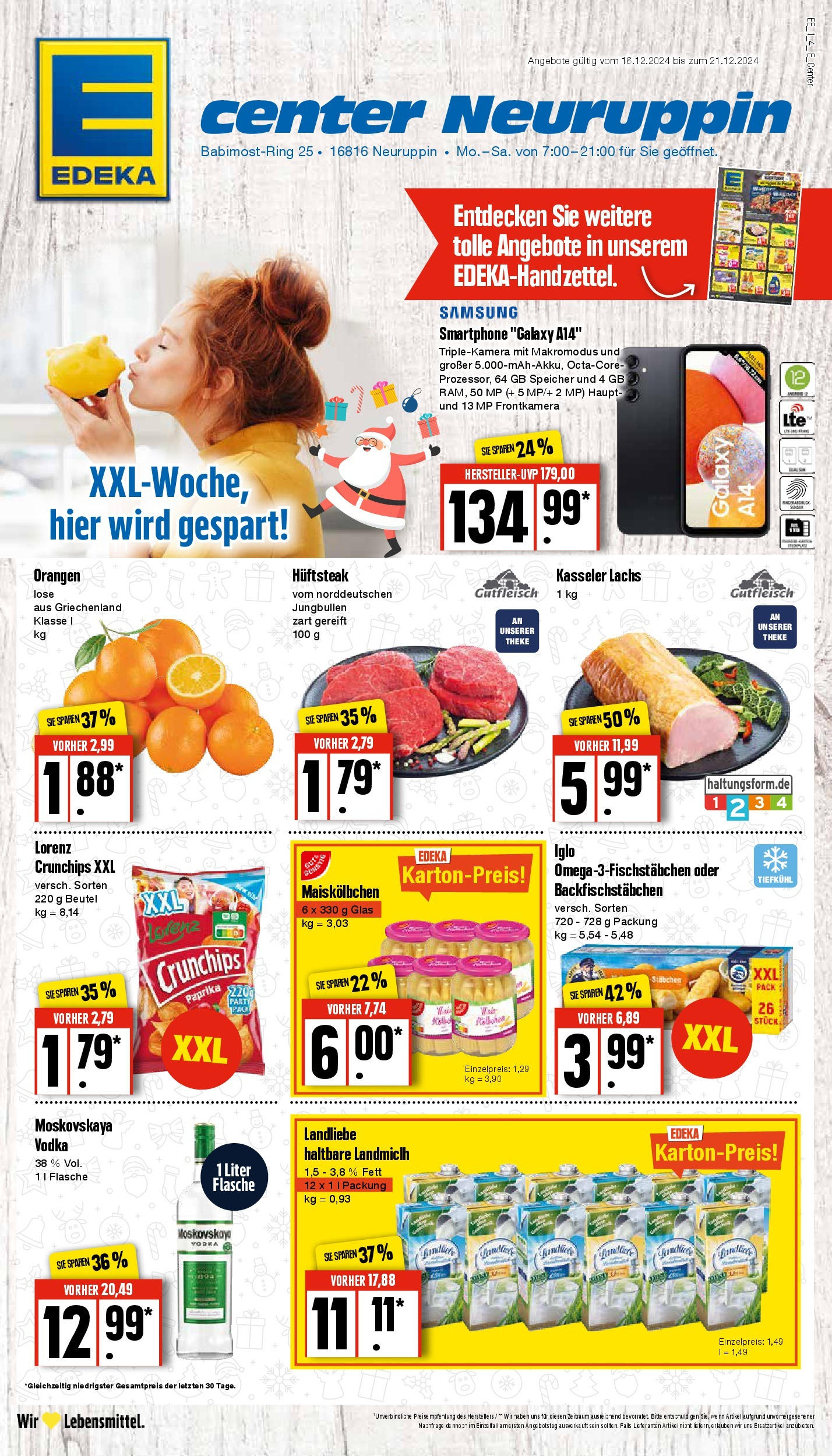 Edeka - EDEKA: Wochenangebote (ab 15.12.2024) » Angebote Online | Seite: 1 | Produkte: Theke, Samsung, Paprika, Vodka