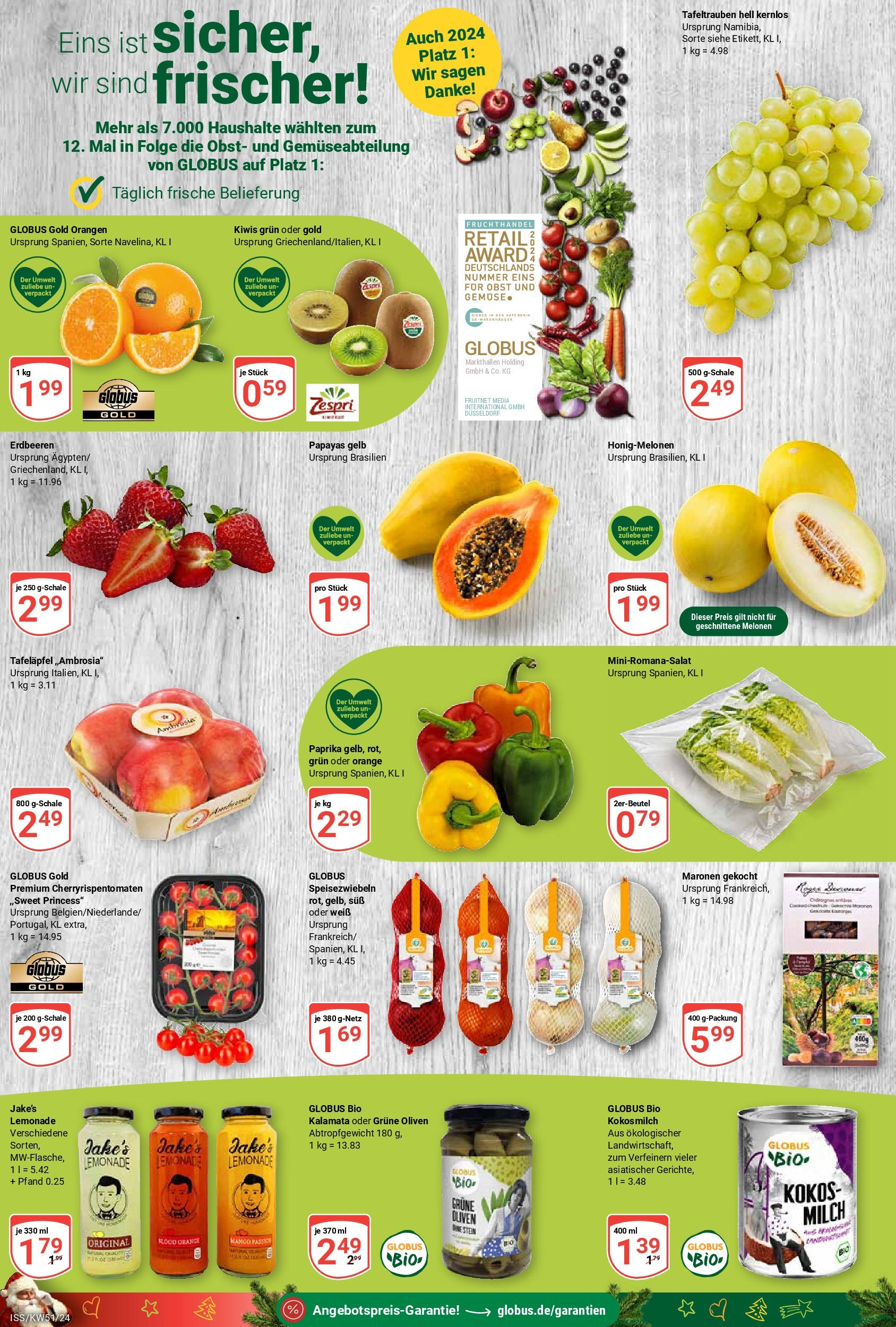 Globus - Globus: Wochenangebote (ab 15.12.2024) » Angebote online | Seite: 14 | Produkte: Orangen, Paprika, Obst, Erdbeeren