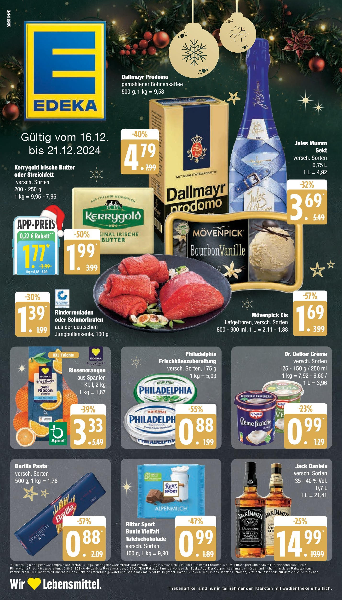 Edeka - EDEKA: Wochenangebote (ab 15.12.2024) » Angebote Online | Seite: 1 | Produkte: Butter, Creme, Movenpick eis, Whiskey