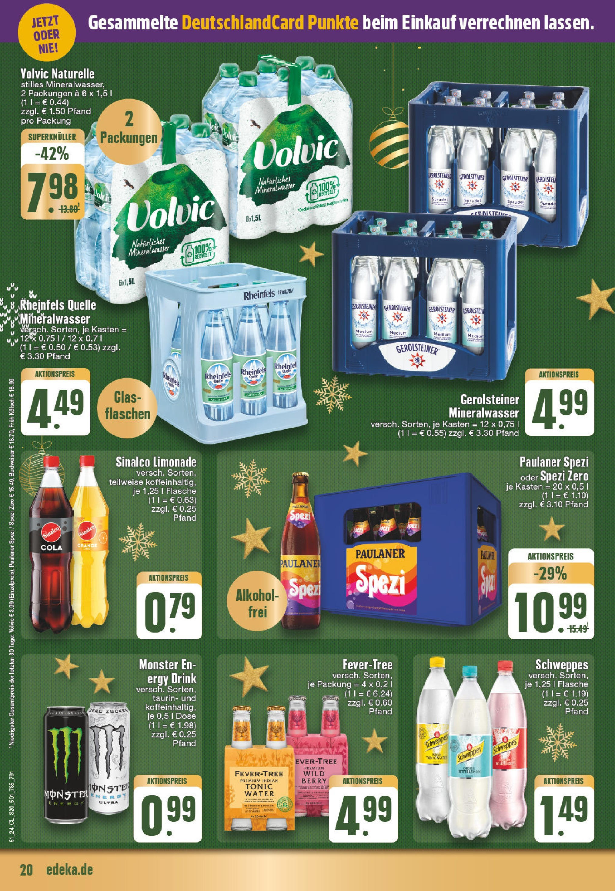 Edeka - EDEKA: Wochenangebote (ab 15.12.2024) » Angebote Online | Seite: 20 | Produkte: Cola, Limonade, Schweppes, Budweiser