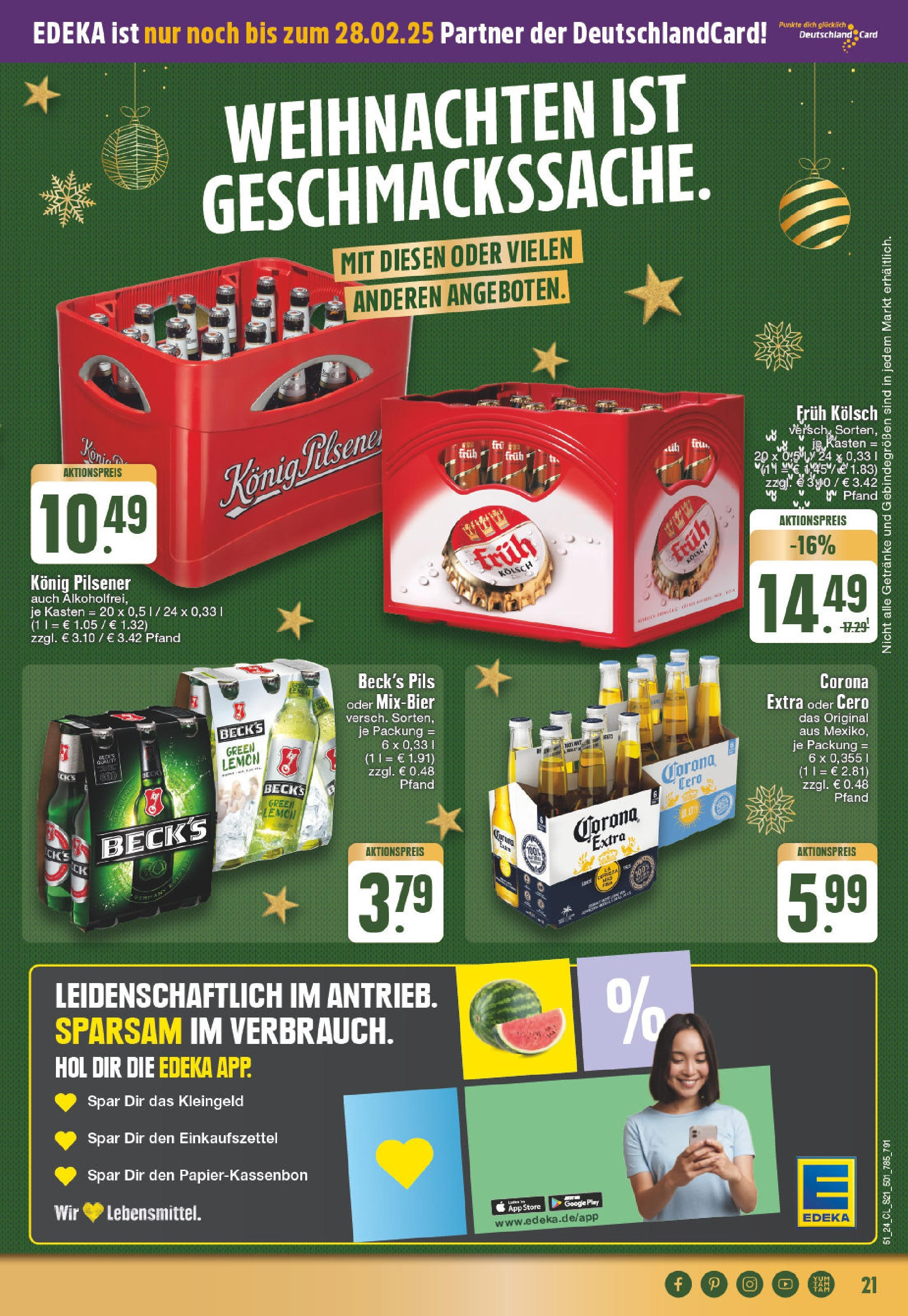 Edeka - EDEKA: Wochenangebote (ab 15.12.2024) » Angebote Online | Seite: 21 | Produkte: Konig pilsener, Pils