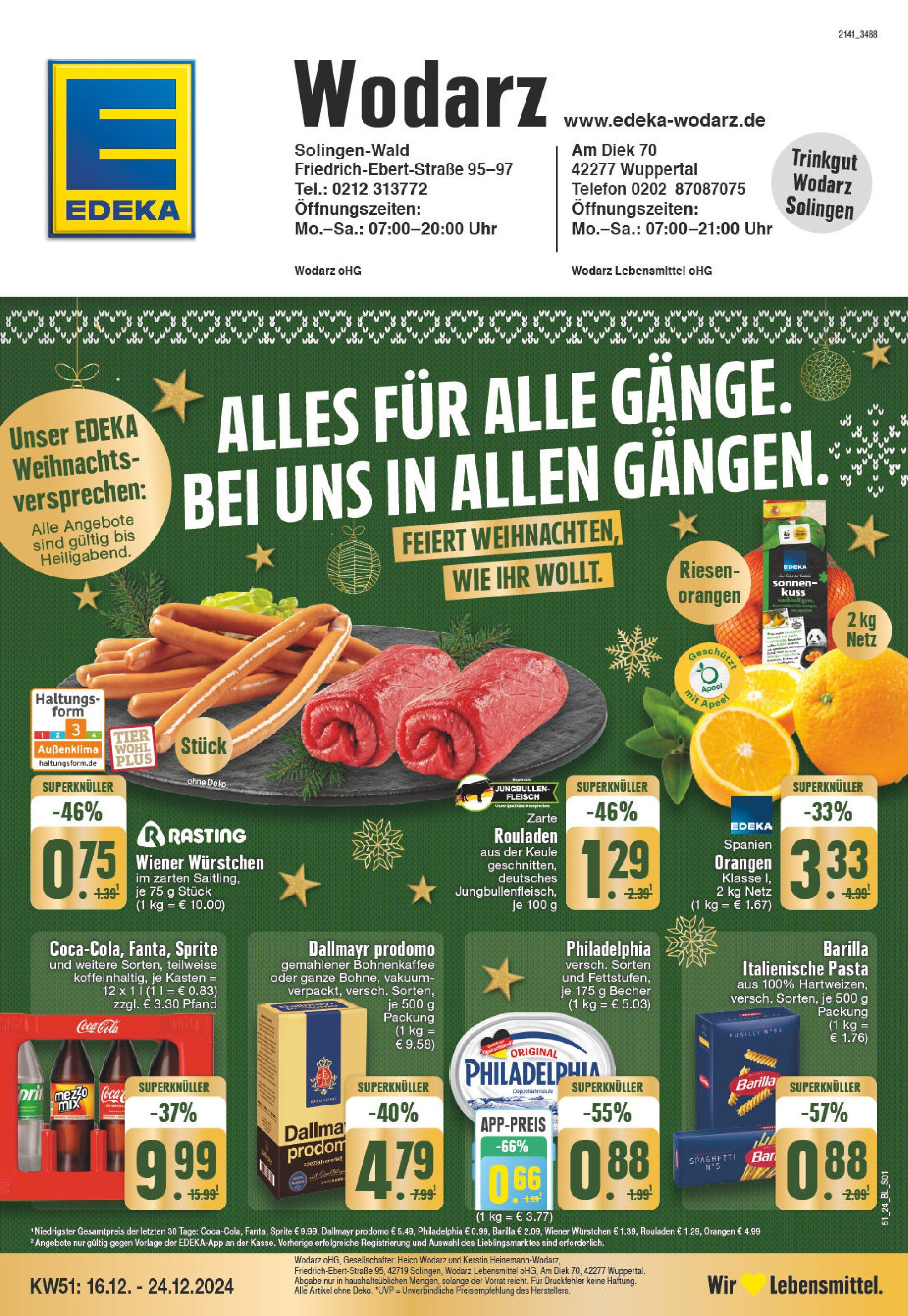 Edeka - EDEKA: Wochenangebote (ab 15.12.2024) » Angebote Online | Seite: 1 | Produkte: Coca cola, Sprite, Philadelphia, Orangen