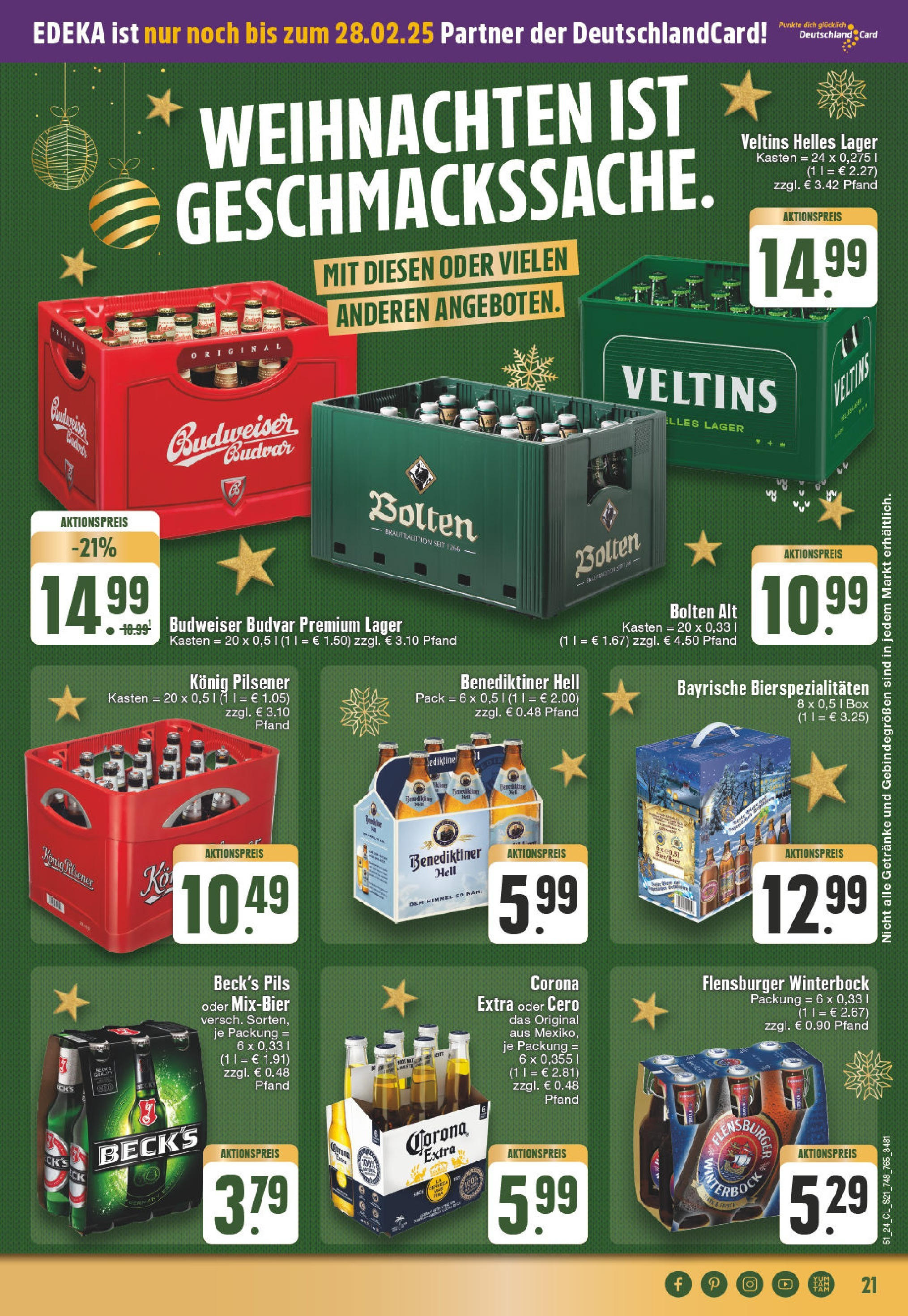 Edeka - EDEKA: Wochenangebote (ab 15.12.2024) » Angebote Online | Seite: 21 | Produkte: Box, Benediktiner hell, Flensburger, Veltins