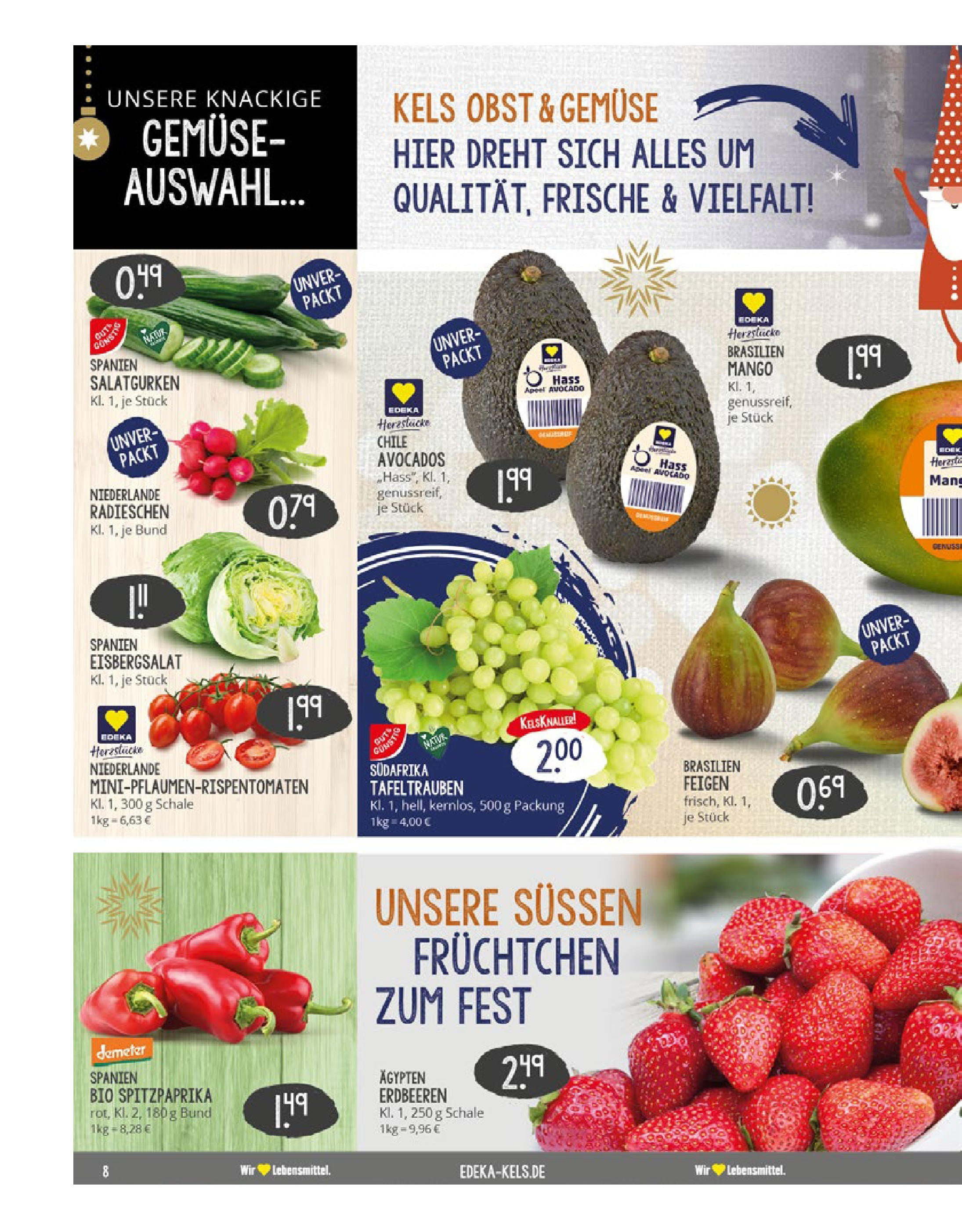 Edeka - EDEKA: Wochenangebote (ab 15.12.2024) » Angebote Online | Seite: 8 | Produkte: Gemüse, Obst, Mango, Erdbeeren