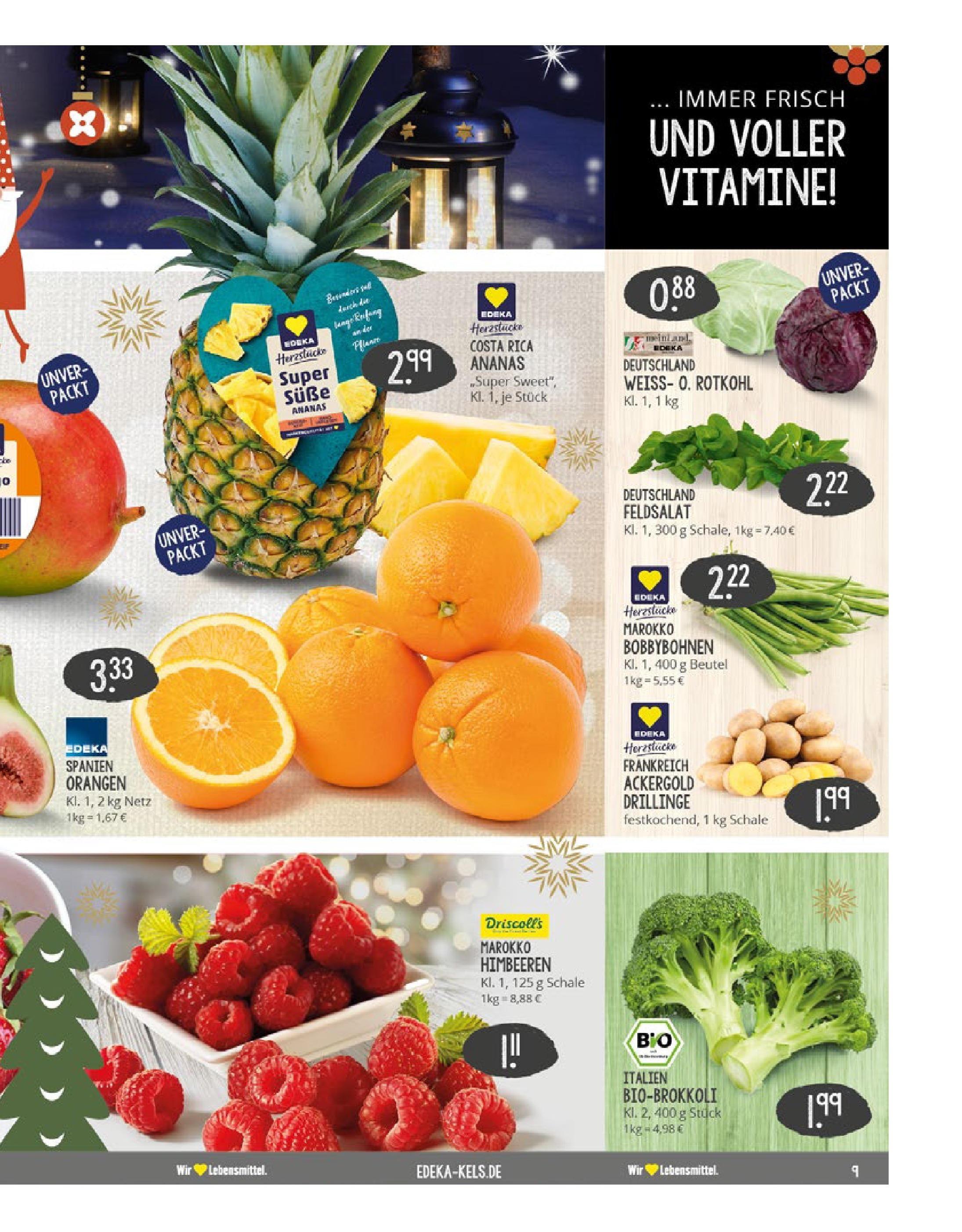 Edeka - EDEKA: Wochenangebote (ab 15.12.2024) » Angebote Online | Seite: 9 | Produkte: Himbeeren, Rotkohl, Orangen, Ananas