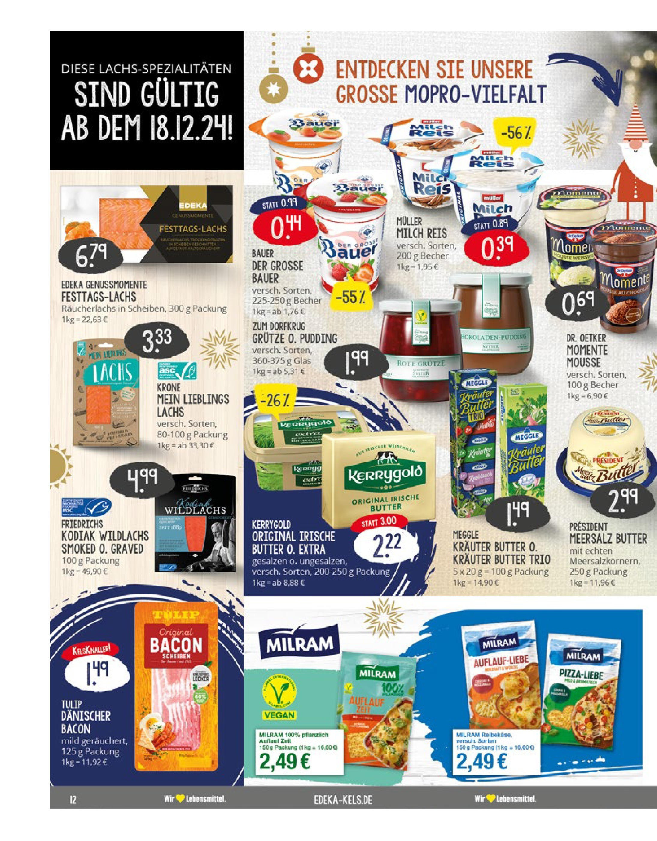 Edeka - EDEKA: Wochenangebote (ab 15.12.2024) » Angebote Online | Seite: 12 | Produkte: Milch, Butter, Lachs, Milram