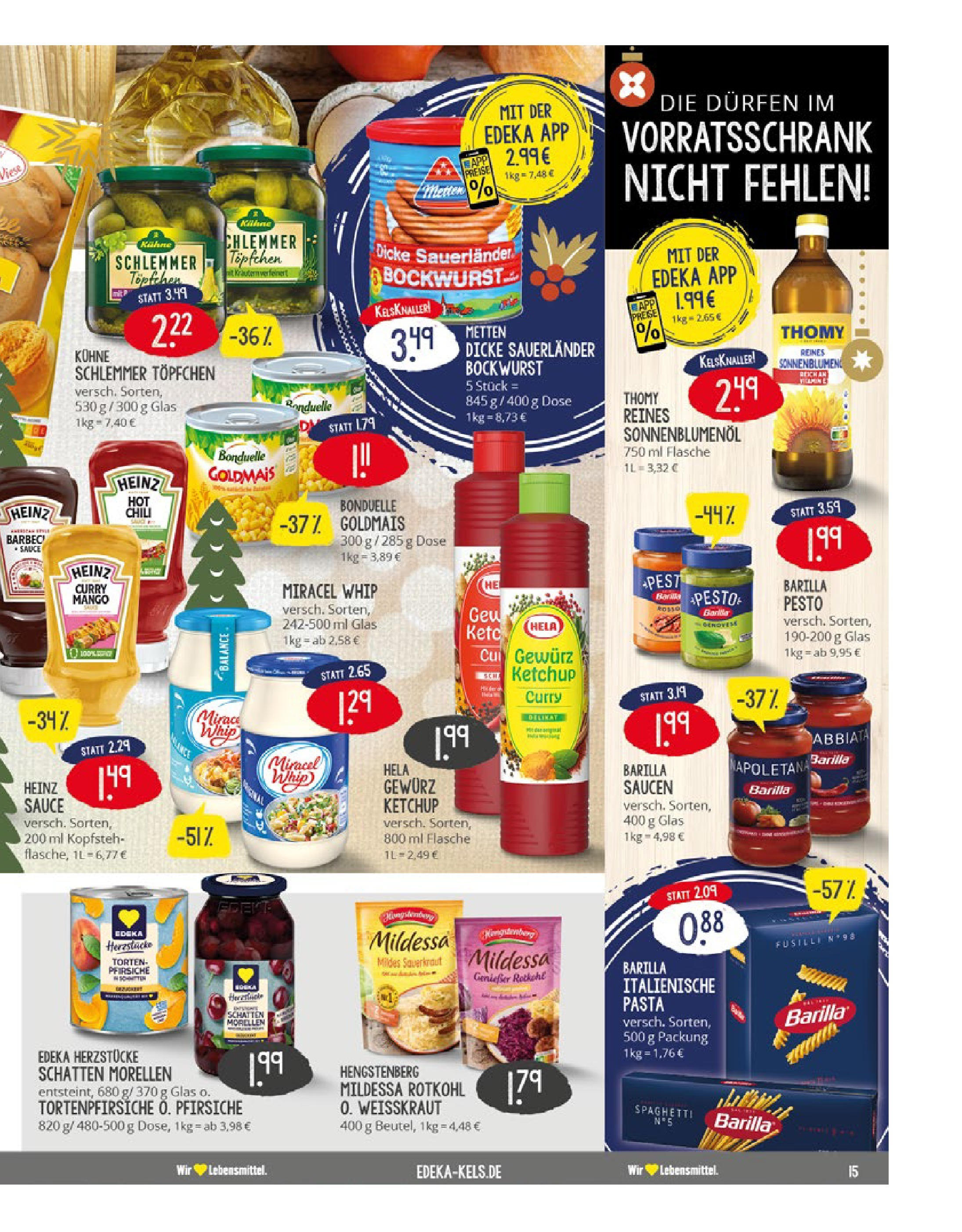 Edeka - EDEKA: Wochenangebote (ab 15.12.2024) » Angebote Online | Seite: 15 | Produkte: Rotkohl, Barilla, Sonnenblumenol, Ketchup