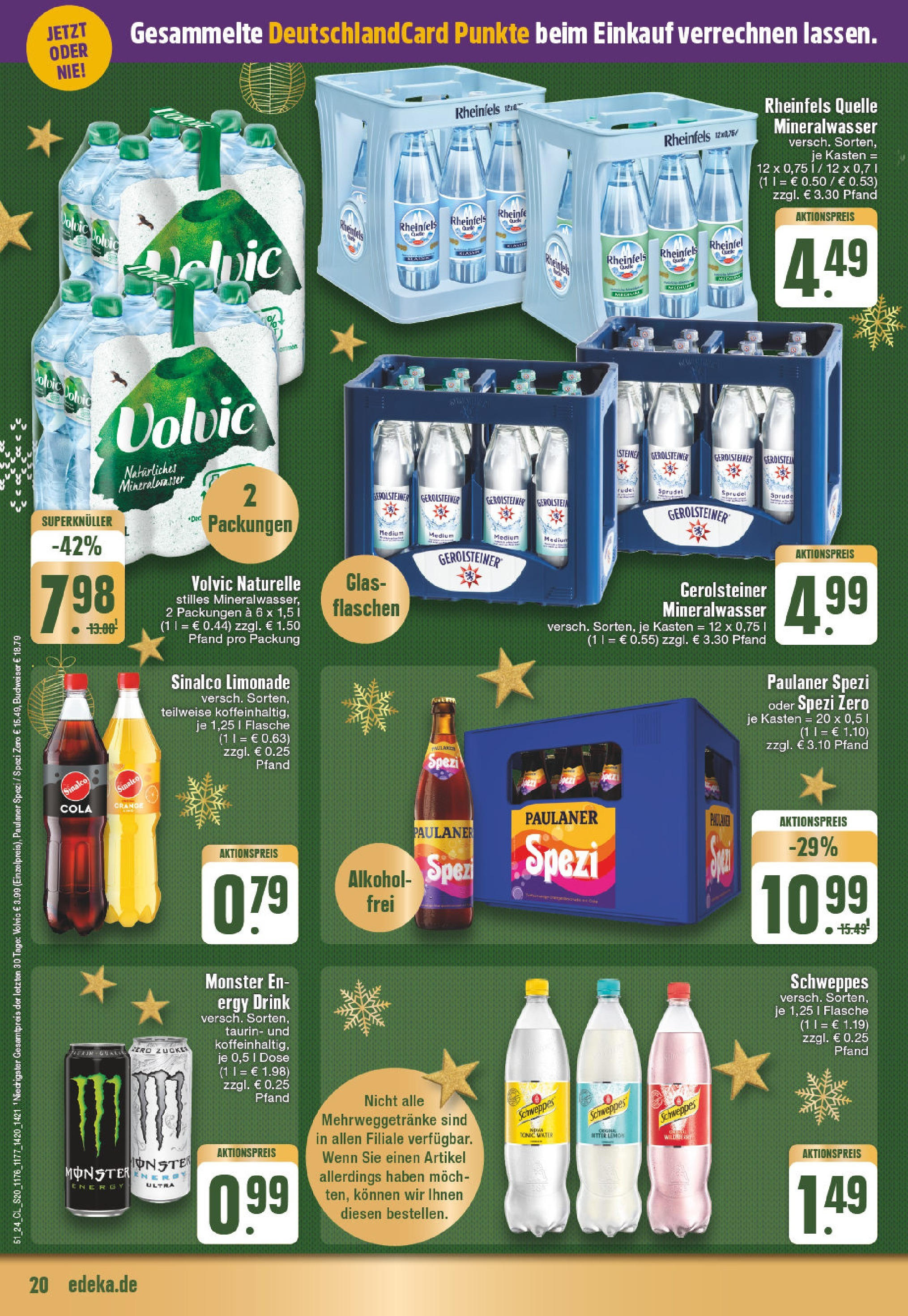 Edeka - EDEKA: Wochenangebote (ab 15.12.2024) » Angebote Online | Seite: 20 | Produkte: Cola, Schweppes, Paulaner, Rheinfels quelle