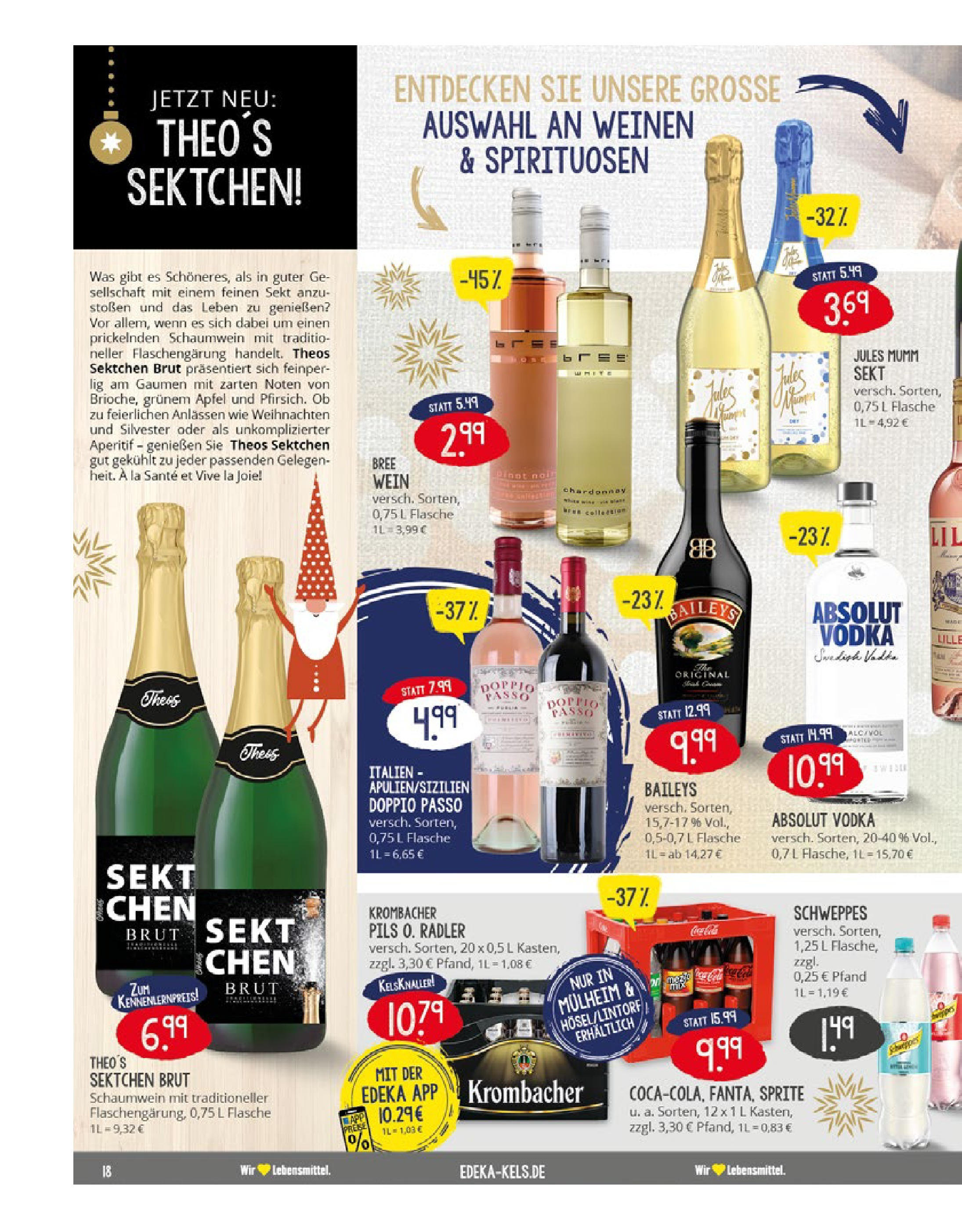 Edeka - EDEKA: Wochenangebote (ab 15.12.2024) » Angebote Online | Seite: 18 | Produkte: Pils, Bree, Schweppes, Wein