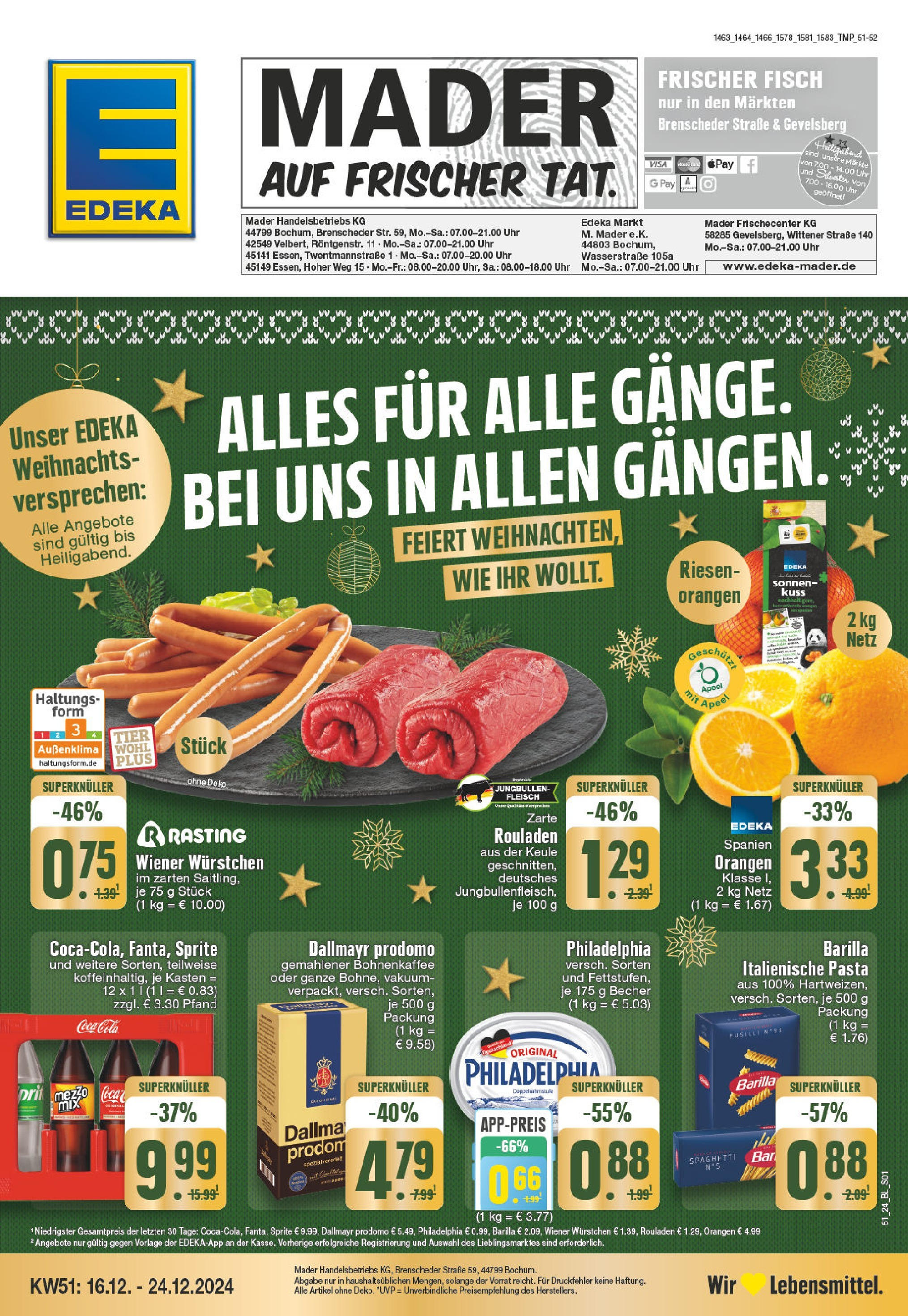 Edeka - EDEKA: Wochenangebote (ab 15.12.2024) » Angebote Online | Seite: 1 | Produkte: Philadelphia, Dallmayr, Pasta, Dallmayr prodomo