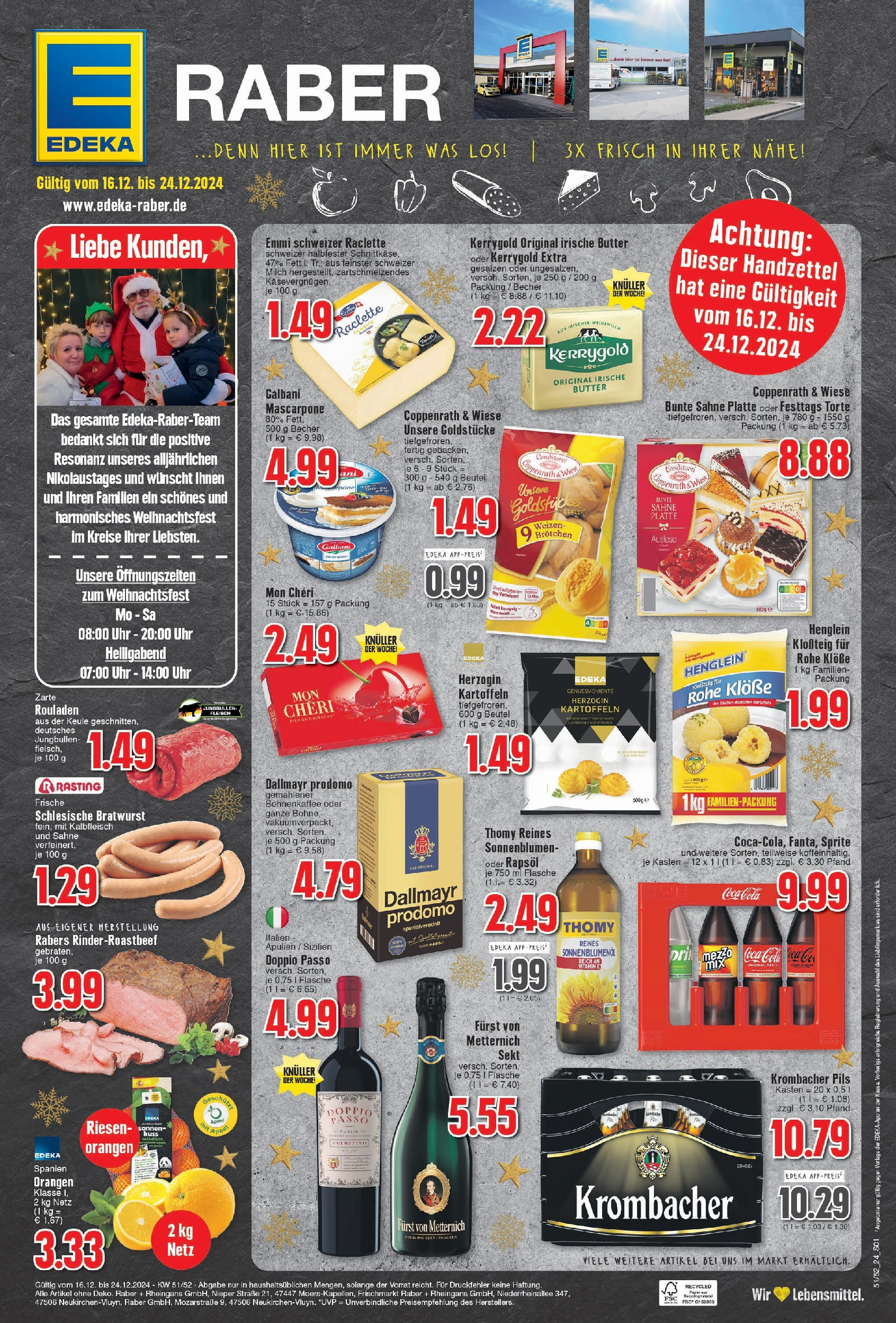 Edeka - EDEKA: Wochenangebote (ab 15.12.2024) » Angebote Online | Seite: 1 | Produkte: Milch, Sonnenblumenol, Kartoffeln, Raclette