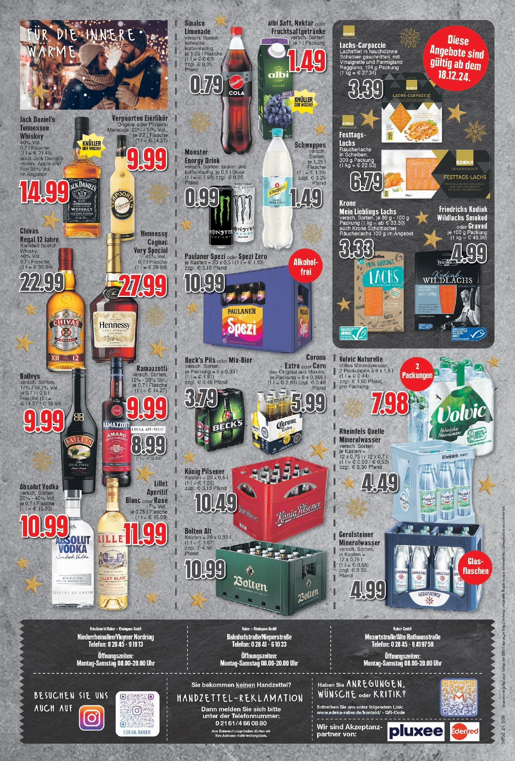 Edeka - EDEKA: Wochenangebote (ab 15.12.2024) » Angebote Online | Seite: 8 | Produkte: Pils, Jack Daniel's, Monster, Pfirsich