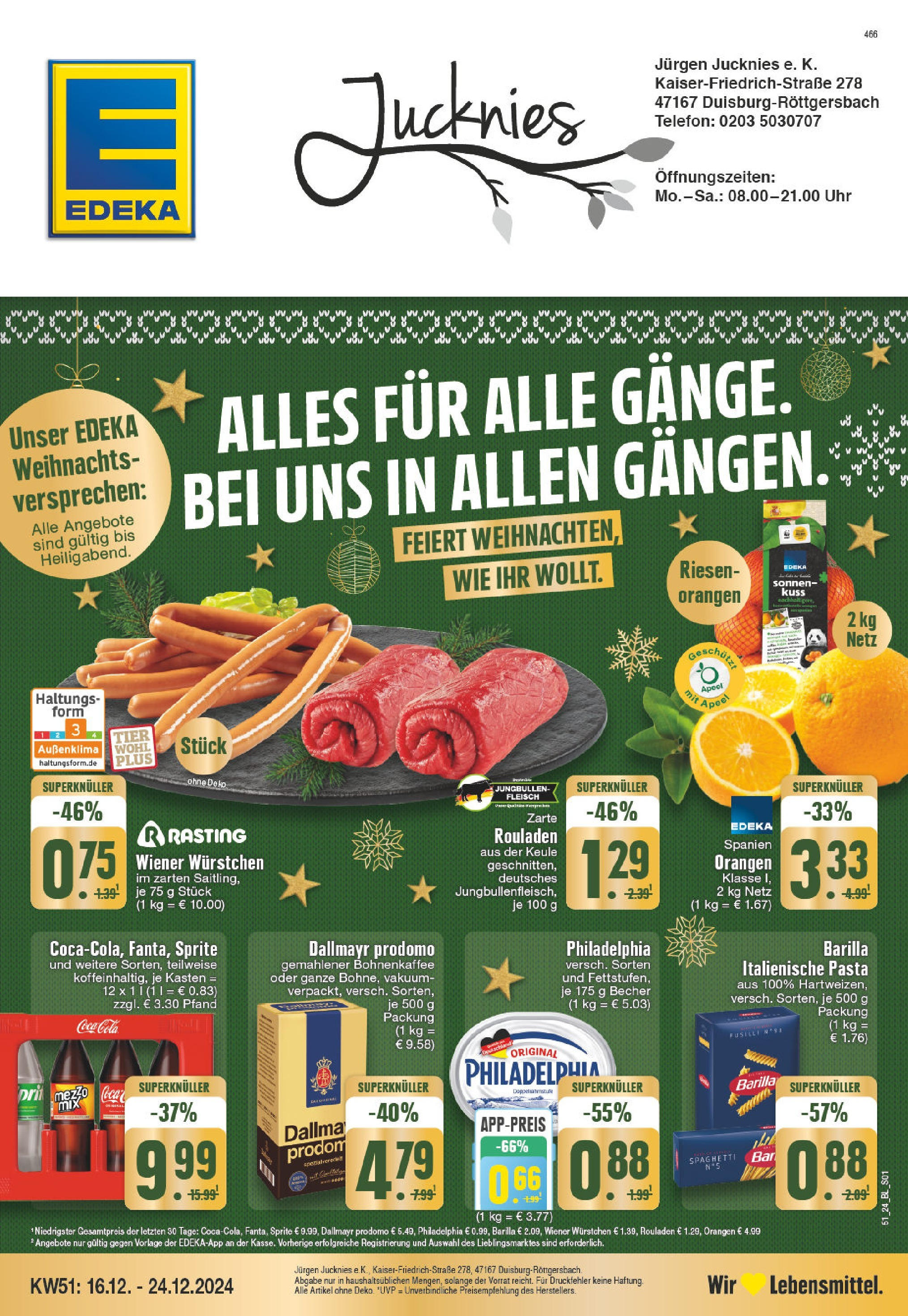 Edeka - EDEKA: Wochenangebote (ab 15.12.2024) » Angebote Online | Seite: 1 | Produkte: Wiener wurstchen, Coca cola, Dallmayr, Dallmayr prodomo