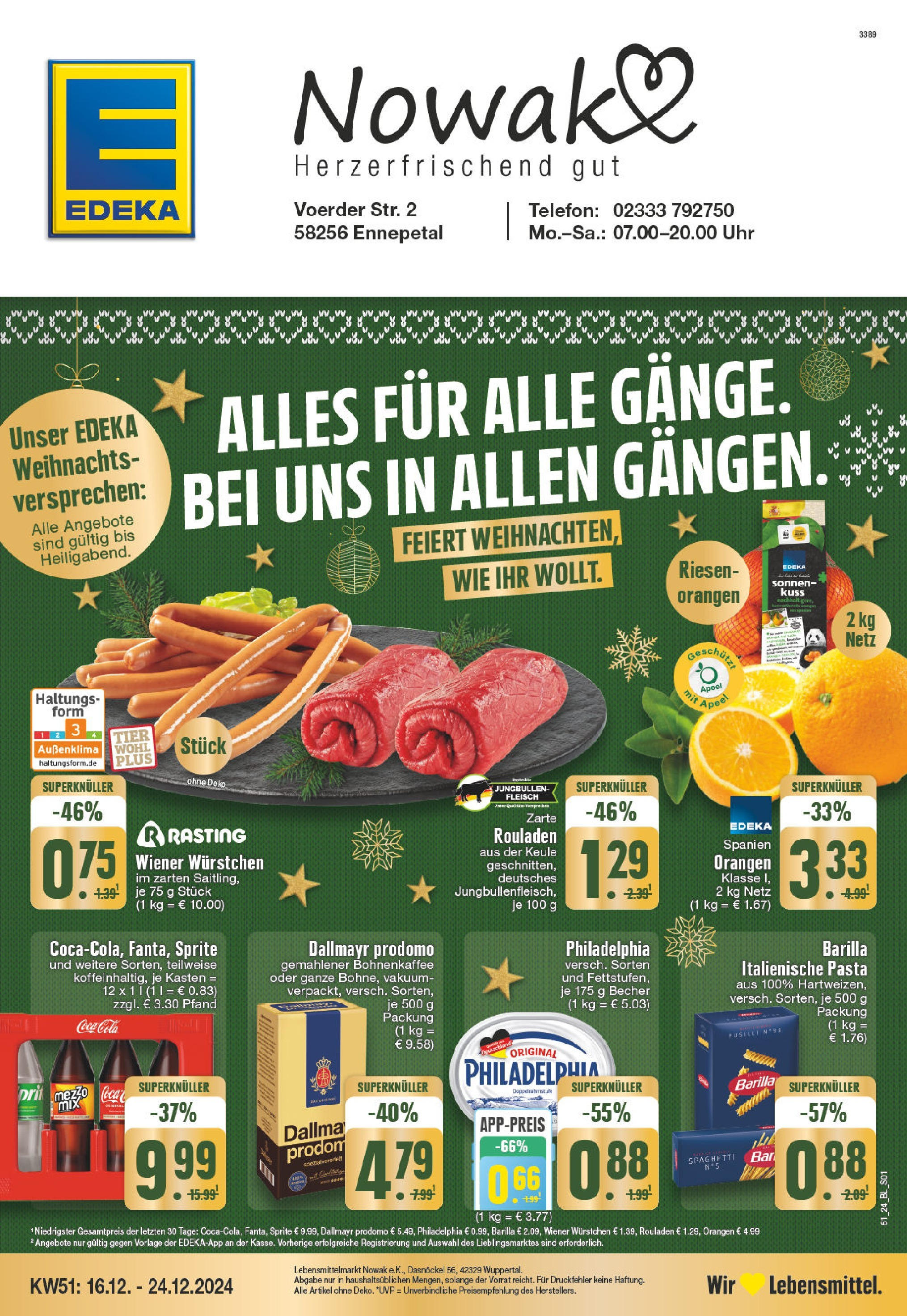 Edeka - EDEKA: Wochenangebote (ab 15.12.2024) » Angebote Online | Seite: 1 | Produkte: Wiener wurstchen, Cola, Pasta, Telefon