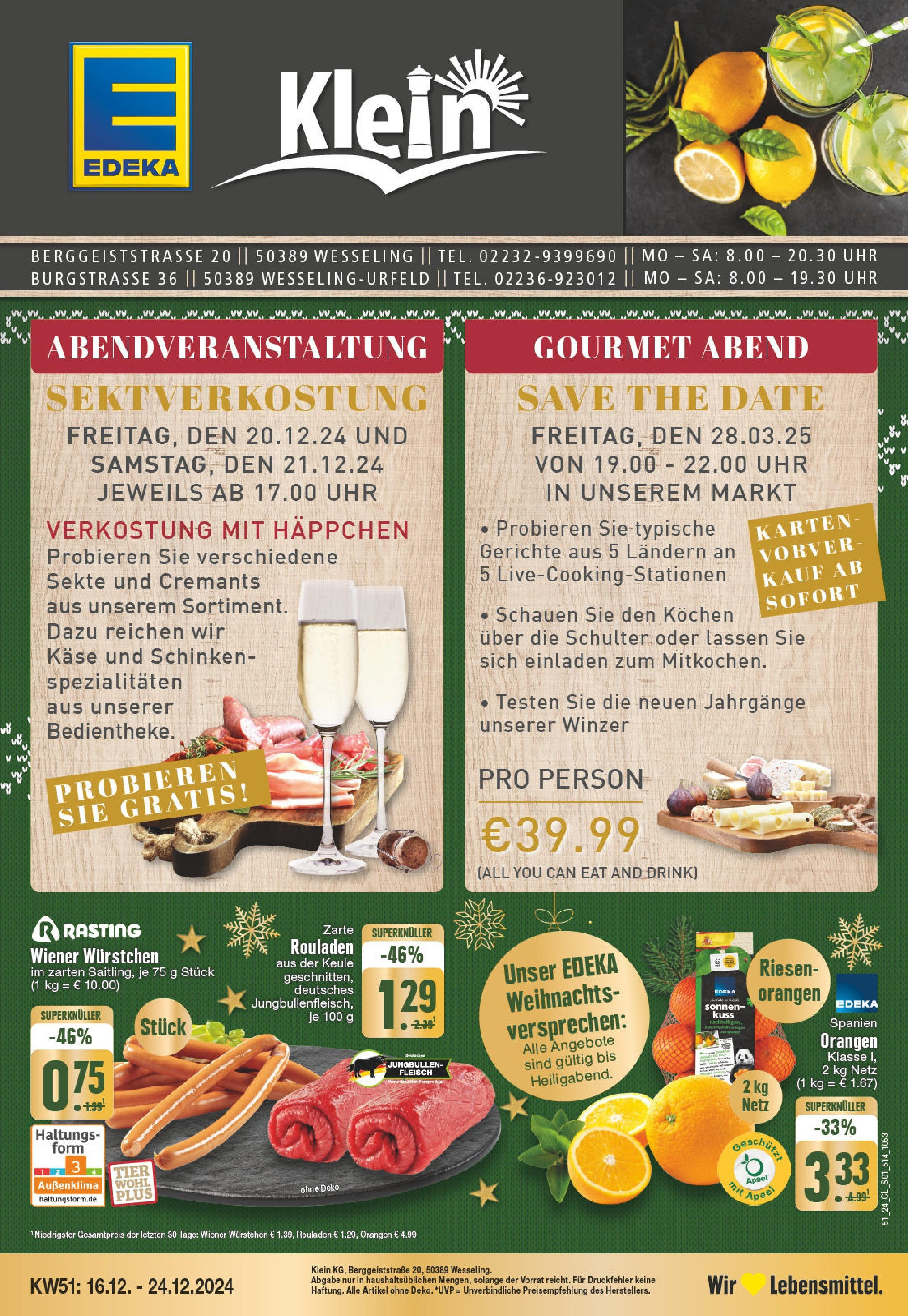 Edeka - EDEKA: Wochenangebote (ab 15.12.2024) » Angebote Online | Seite: 1 | Produkte: Käse, Orangen, Schinken, Fleisch